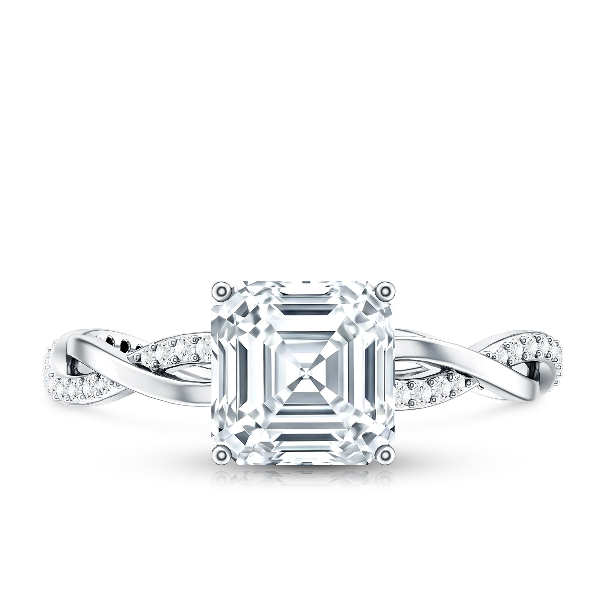 Solitaire Moissanite Asscher Cut Engagement Ring D-VS1 - Rosec Jewels