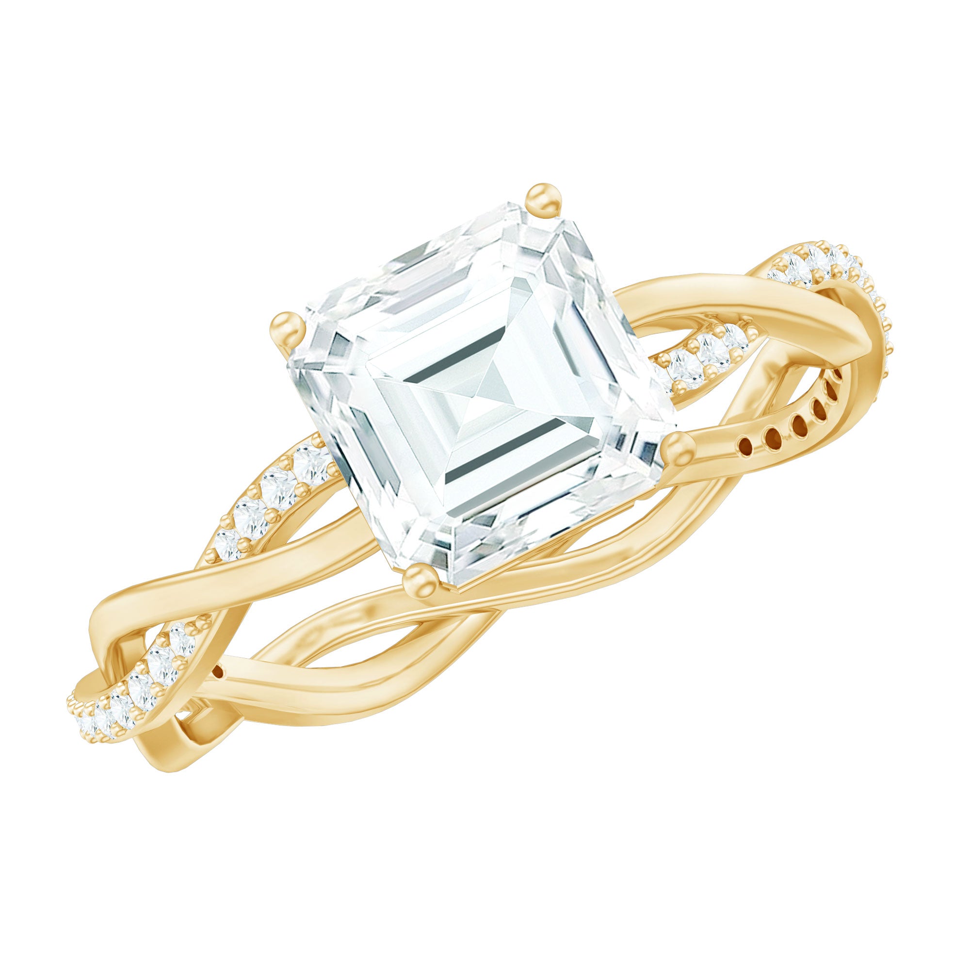 Solitaire Moissanite Asscher Cut Engagement Ring D-VS1 - Rosec Jewels