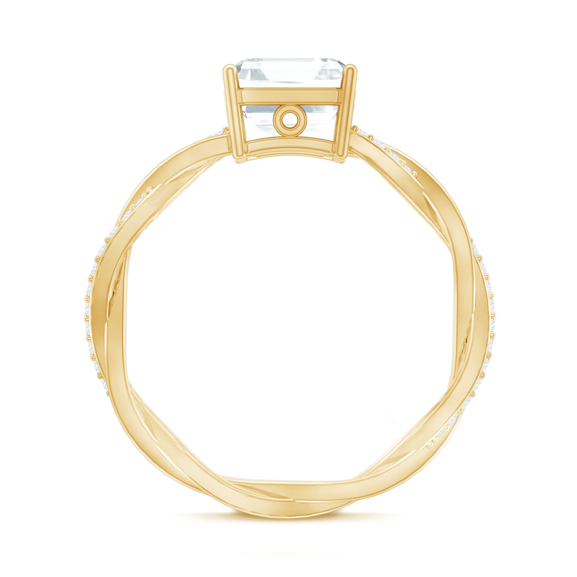 Solitaire Moissanite Asscher Cut Engagement Ring D-VS1 - Rosec Jewels