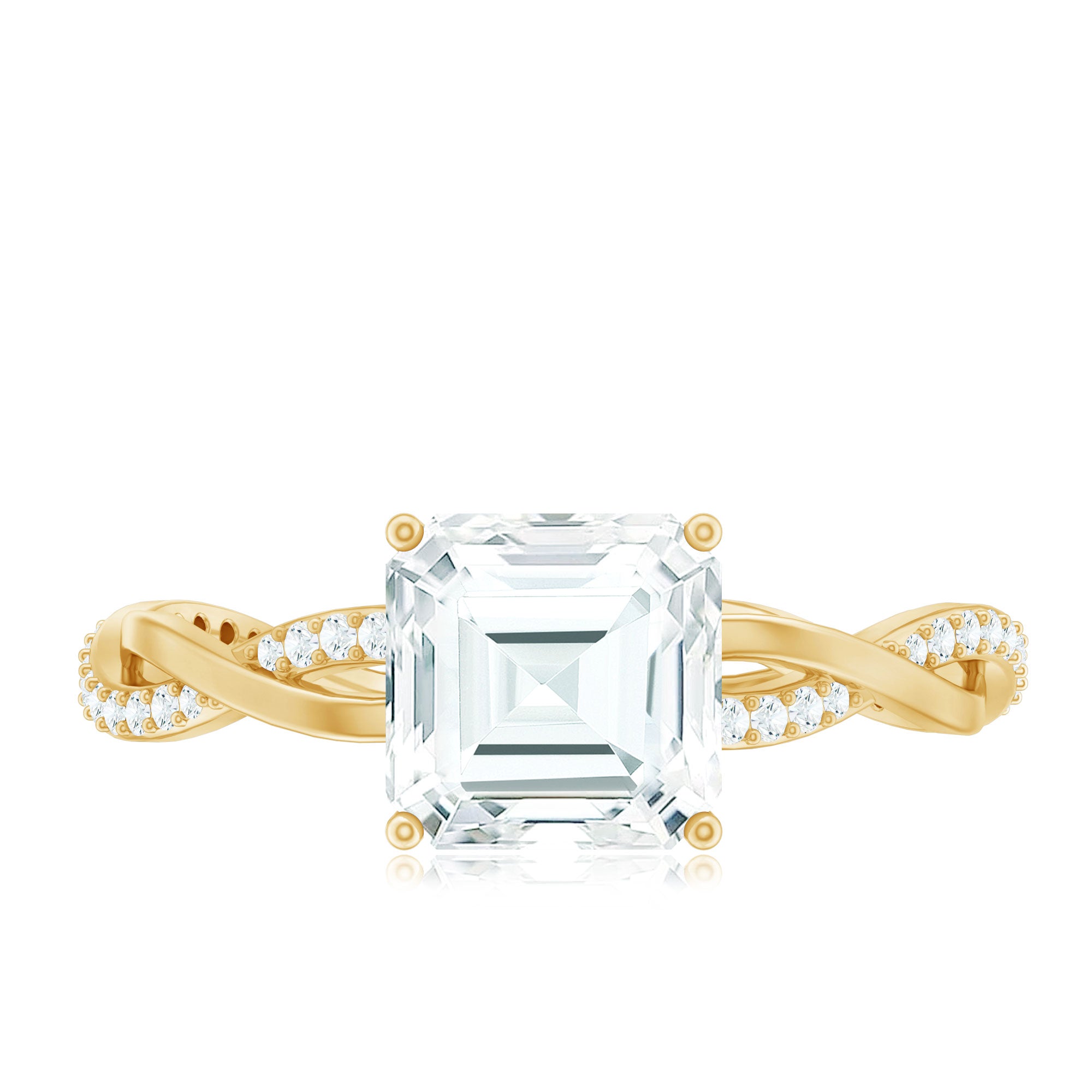 Solitaire Moissanite Asscher Cut Engagement Ring D-VS1 - Rosec Jewels