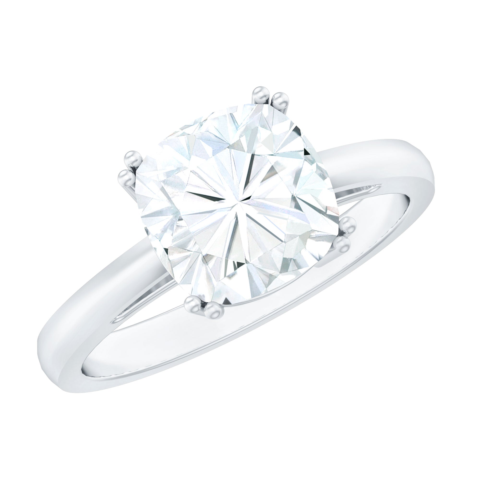 Cushion Cut Certified Moissanite Solitaire Engagement Ring
