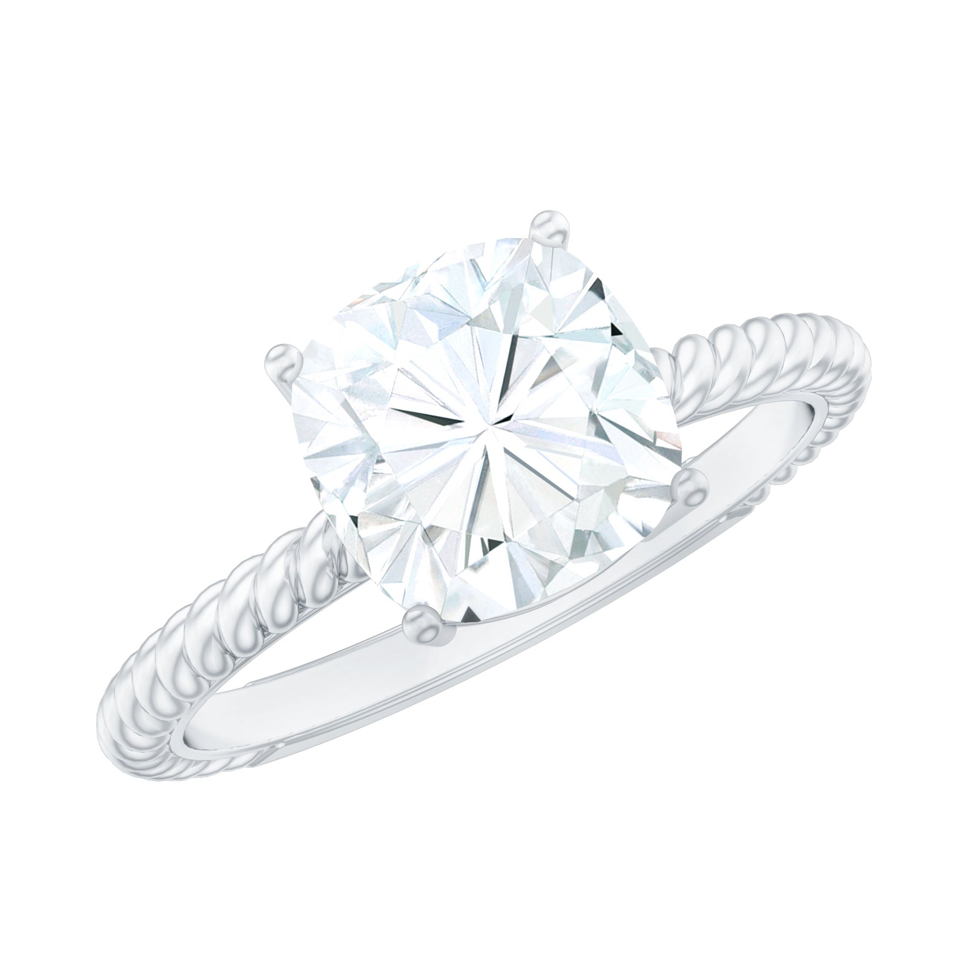 3 CT Certified Moissanite Cushion Cut Engagement Ring D-VS1 - Rosec Jewels