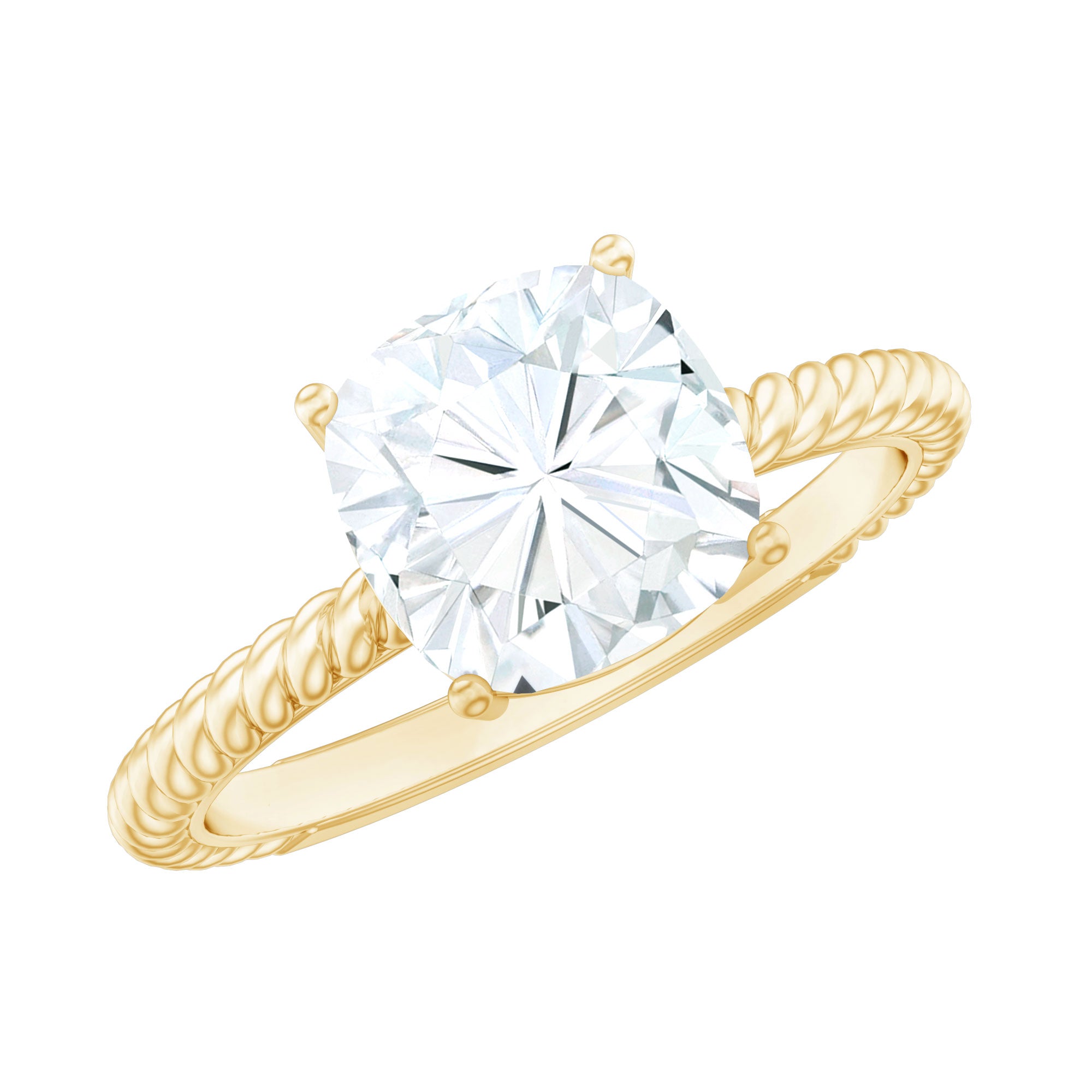 3 CT Certified Moissanite Cushion Cut Engagement Ring D-VS1 - Rosec Jewels