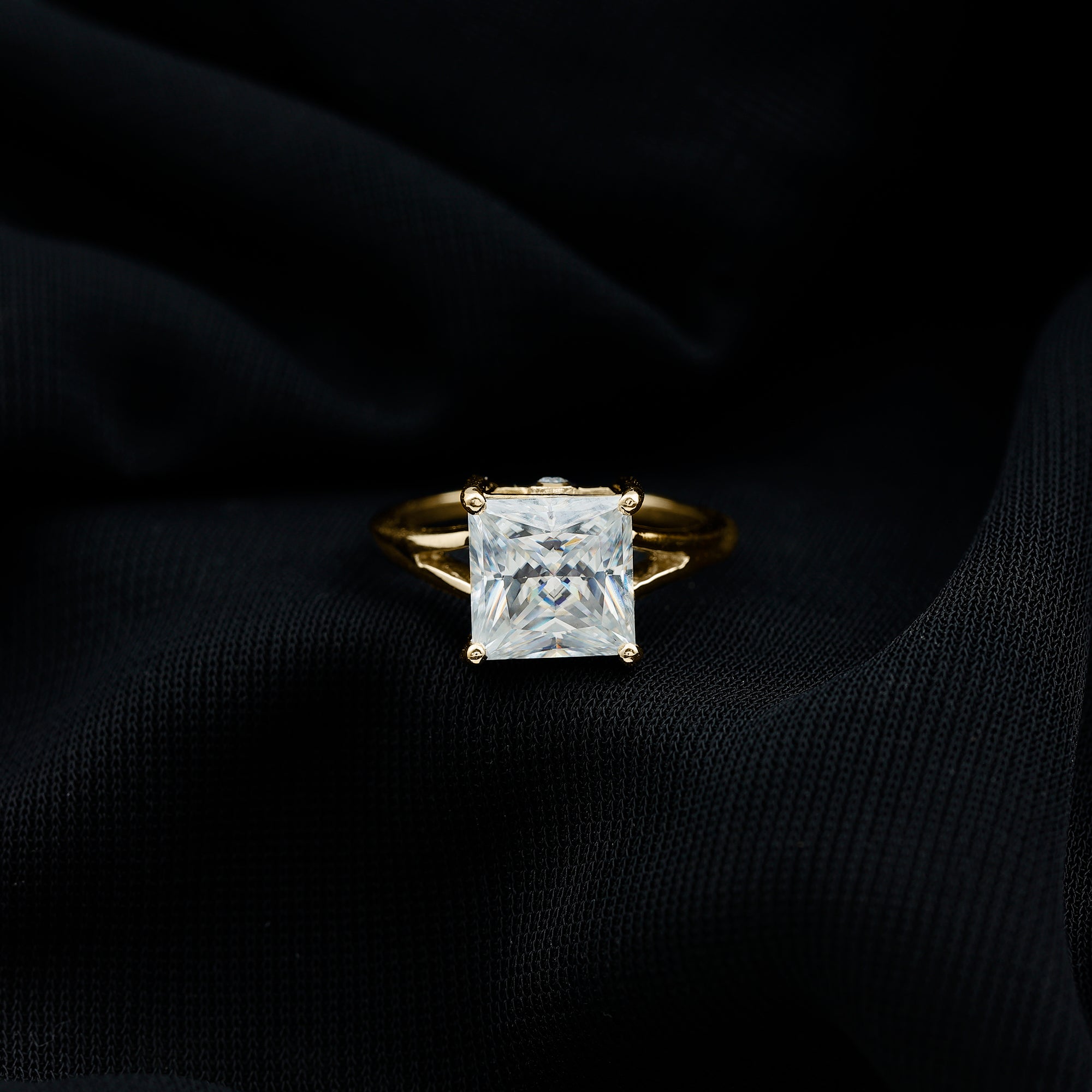 Certified 8 MM Moissanite Princess Cut Engagement Ring with Split Shank D-VS1 - Rosec Jewels