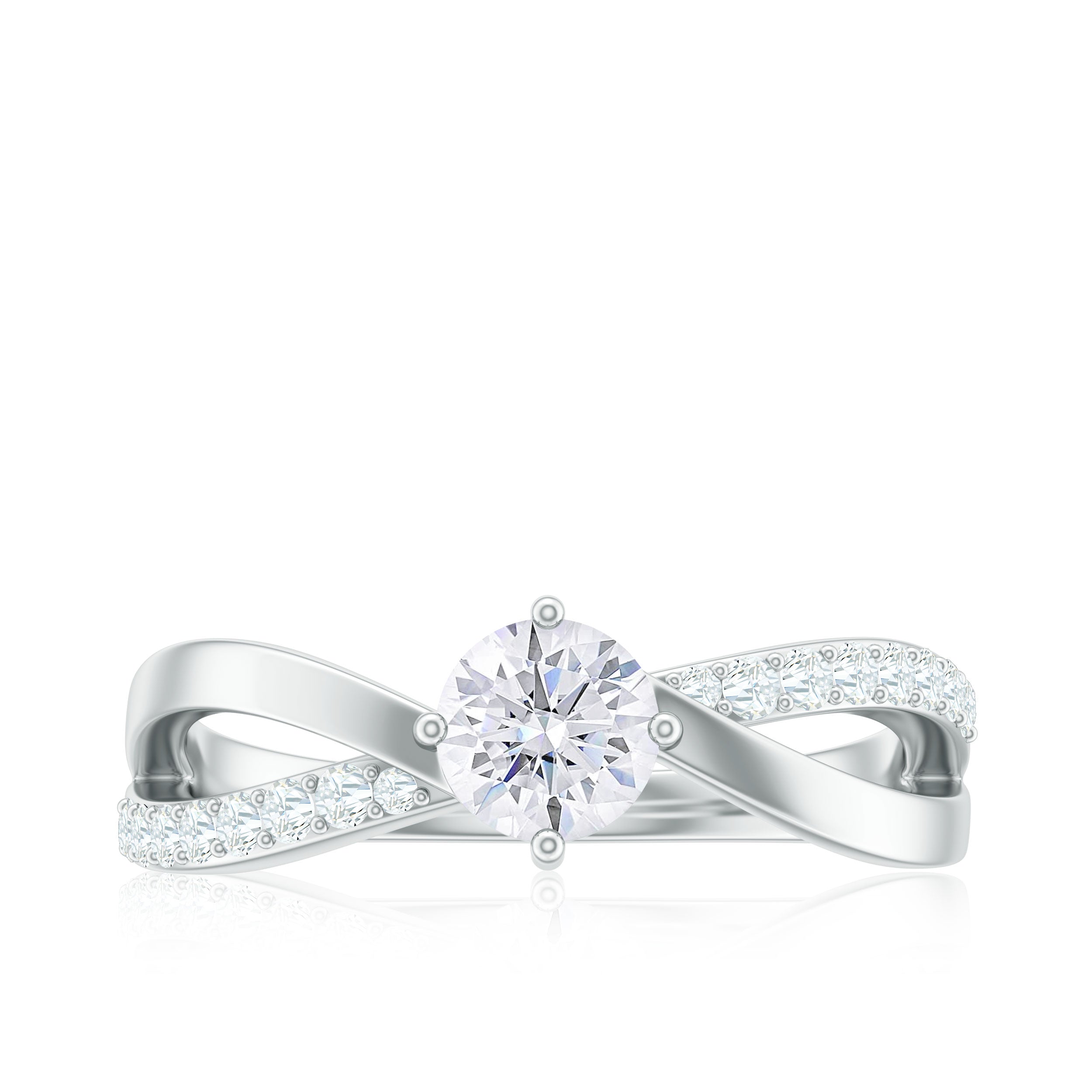 Round Cut Zircon Infinity Solitaire Ring in Prong Setting AAAA - Rosec Jewels
