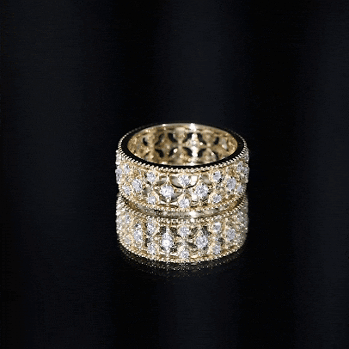 Certified Cubic Zirconia Vintage Wedding Band for Women AAAA - Rosec Jewels