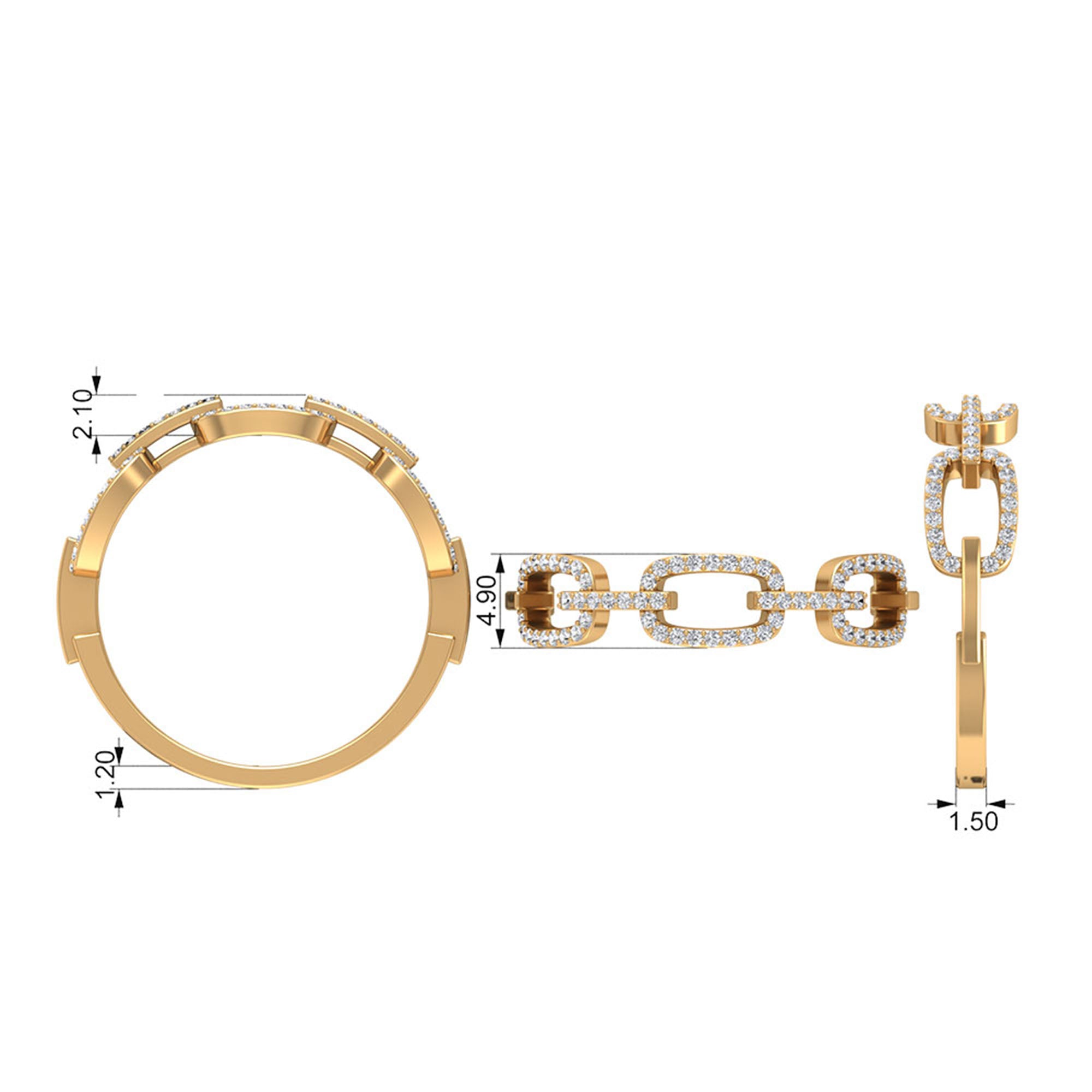 Minimal Cubic Zirconia Chain Link Ring AAAA - Rosec Jewels