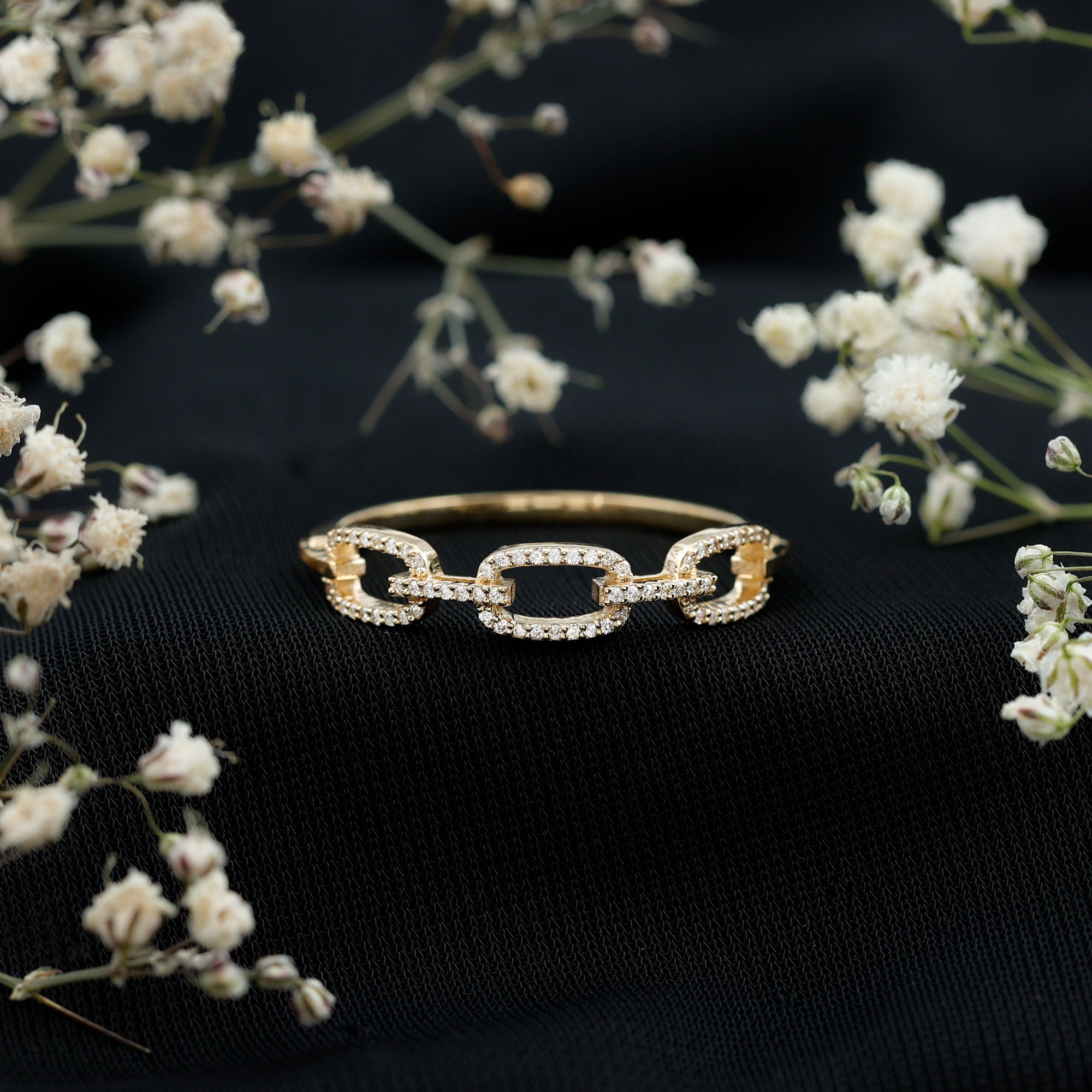 Minimal Cubic Zirconia Chain Link Ring AAAA - Rosec Jewels