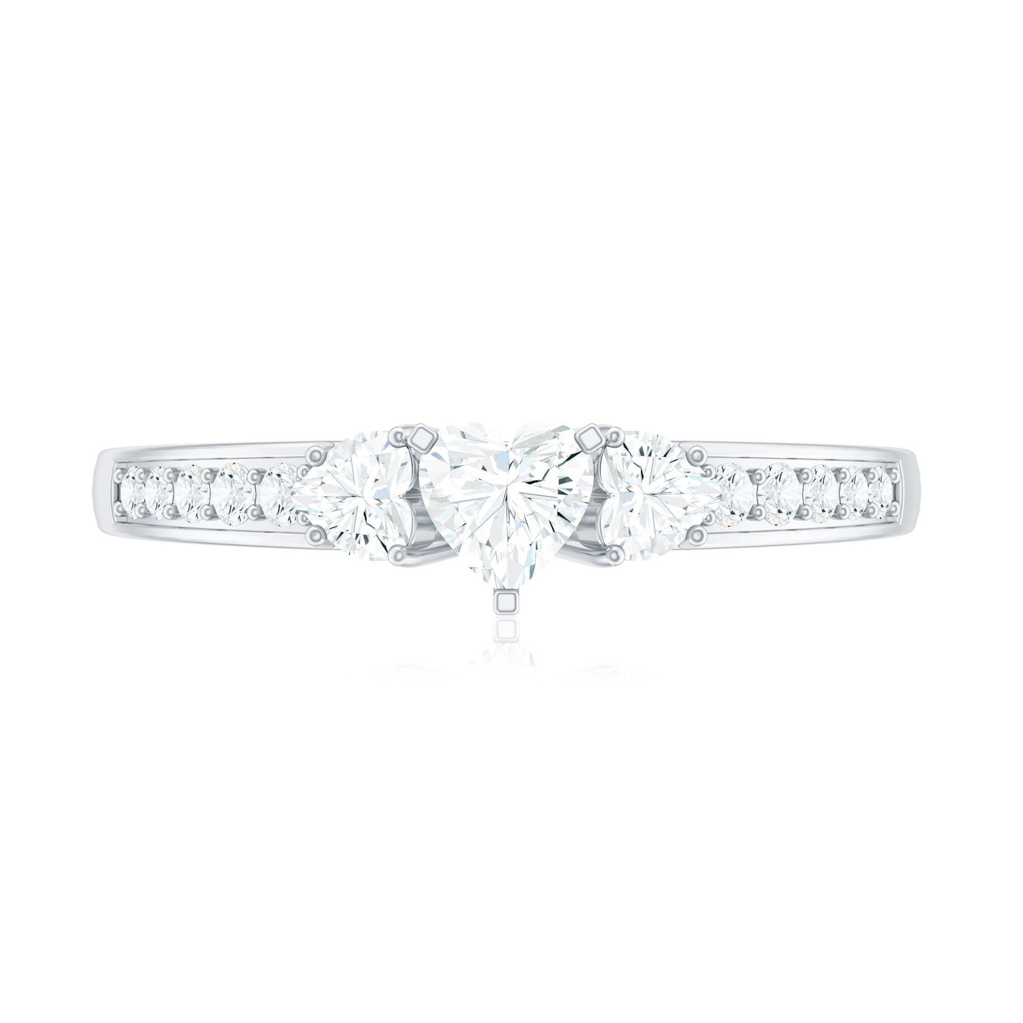 Heart Shape Zircon Anniversary Ring with Side Stones AAAA - Rosec Jewels