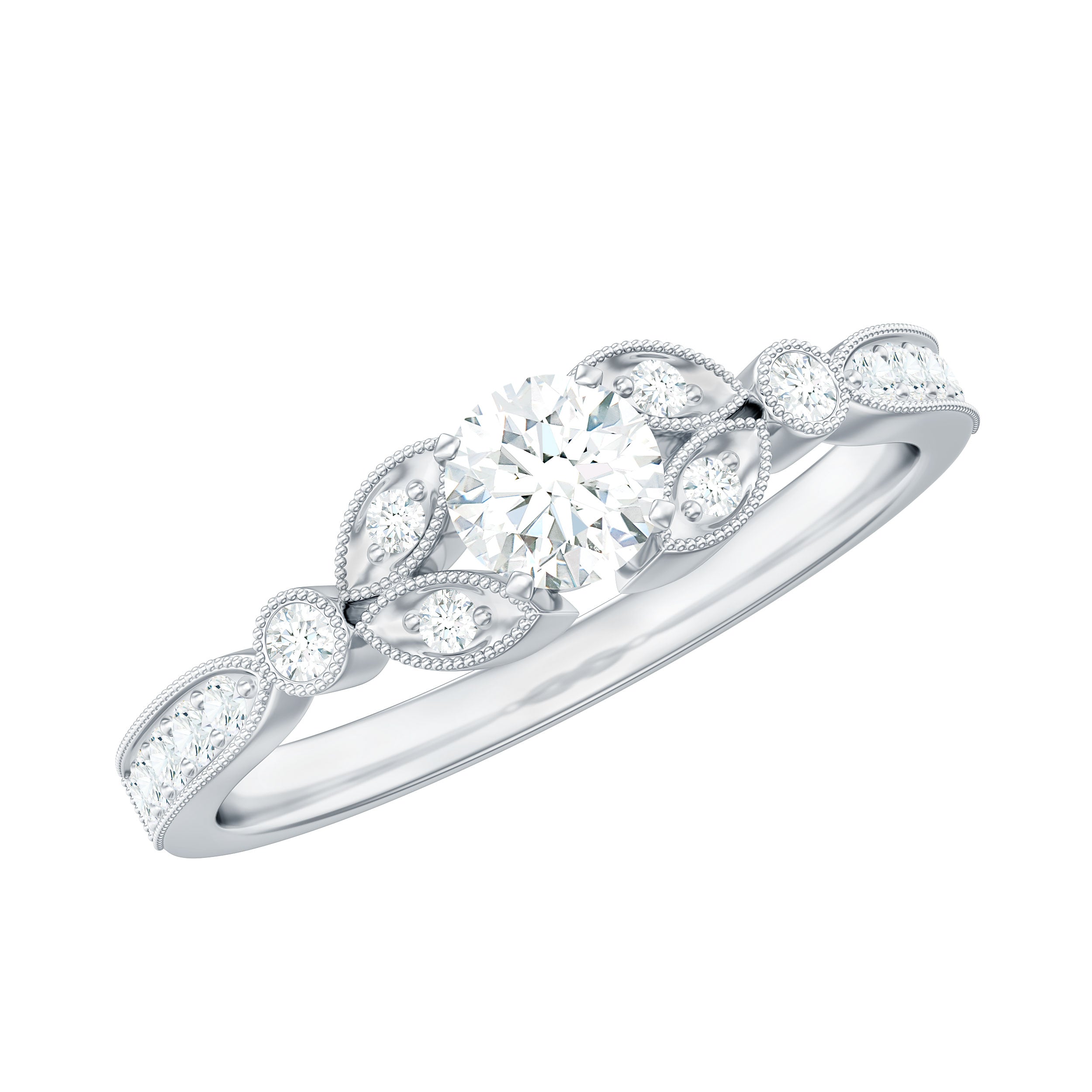 Rosec Jewels-Vintage Inspired Zircon Engagement Ring for Women