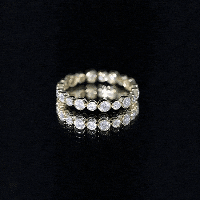 Bezel Set Round Cubic Zirconia Unique Full Eternity Ring AAAA - Rosec Jewels
