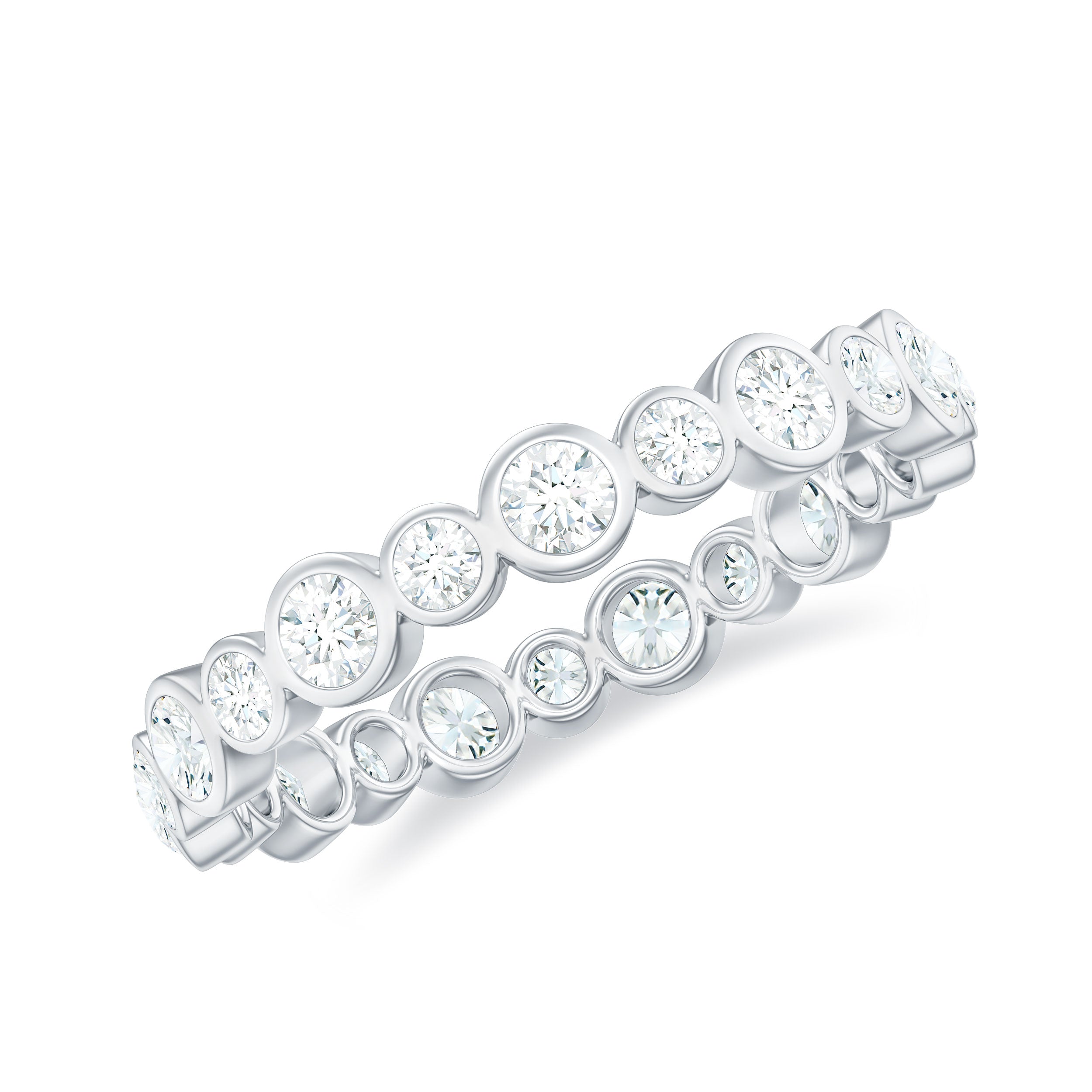 Bezel Set Round Cubic Zirconia Unique Full Eternity Ring