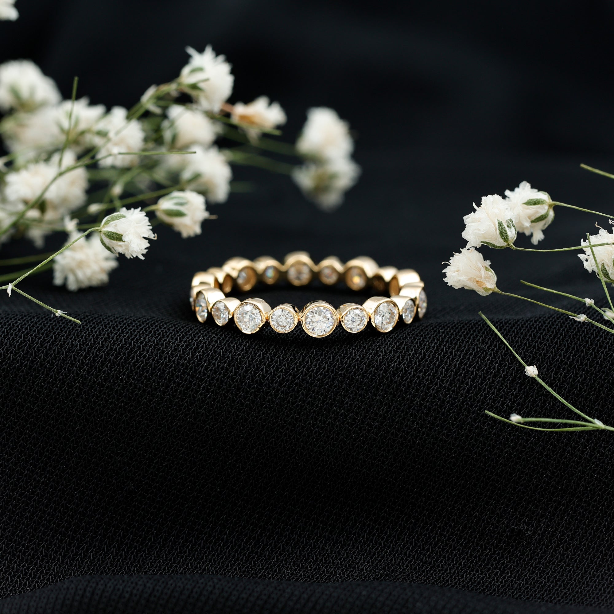 Bezel Set Round Cubic Zirconia Unique Full Eternity Ring AAAA - Rosec Jewels