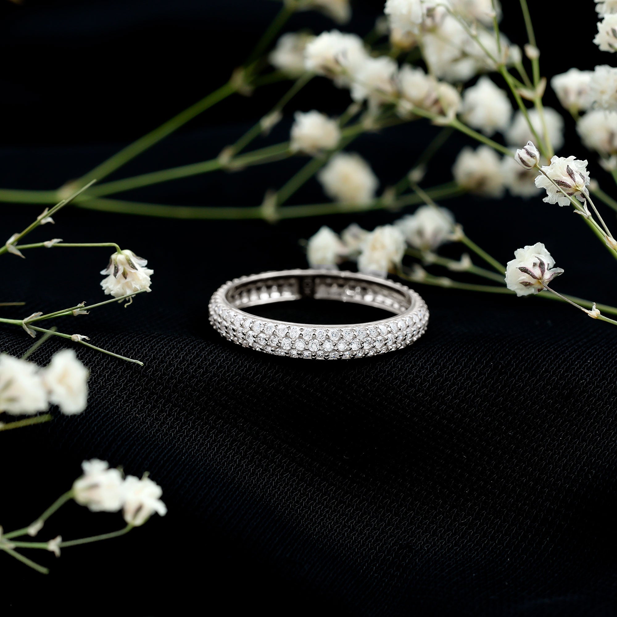 Pave Set Cubic Zirconia Eternity Wedding Band for Women AAAA - Rosec Jewels