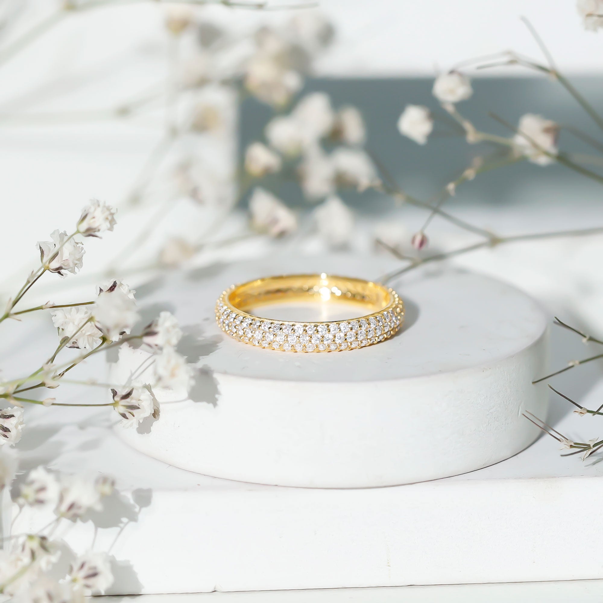 Pave Set Cubic Zirconia Eternity Wedding Band for Women AAAA - Rosec Jewels