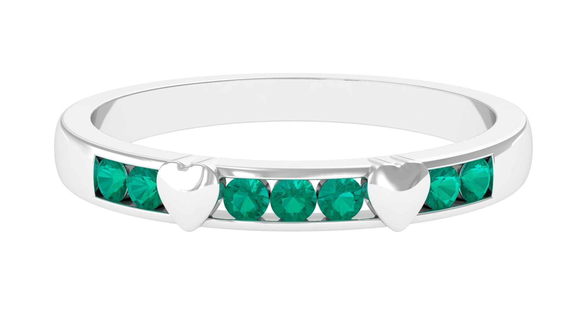 1/4 CT-kanaalset Emerald en Gold Heart stapelbare ring voor dames
