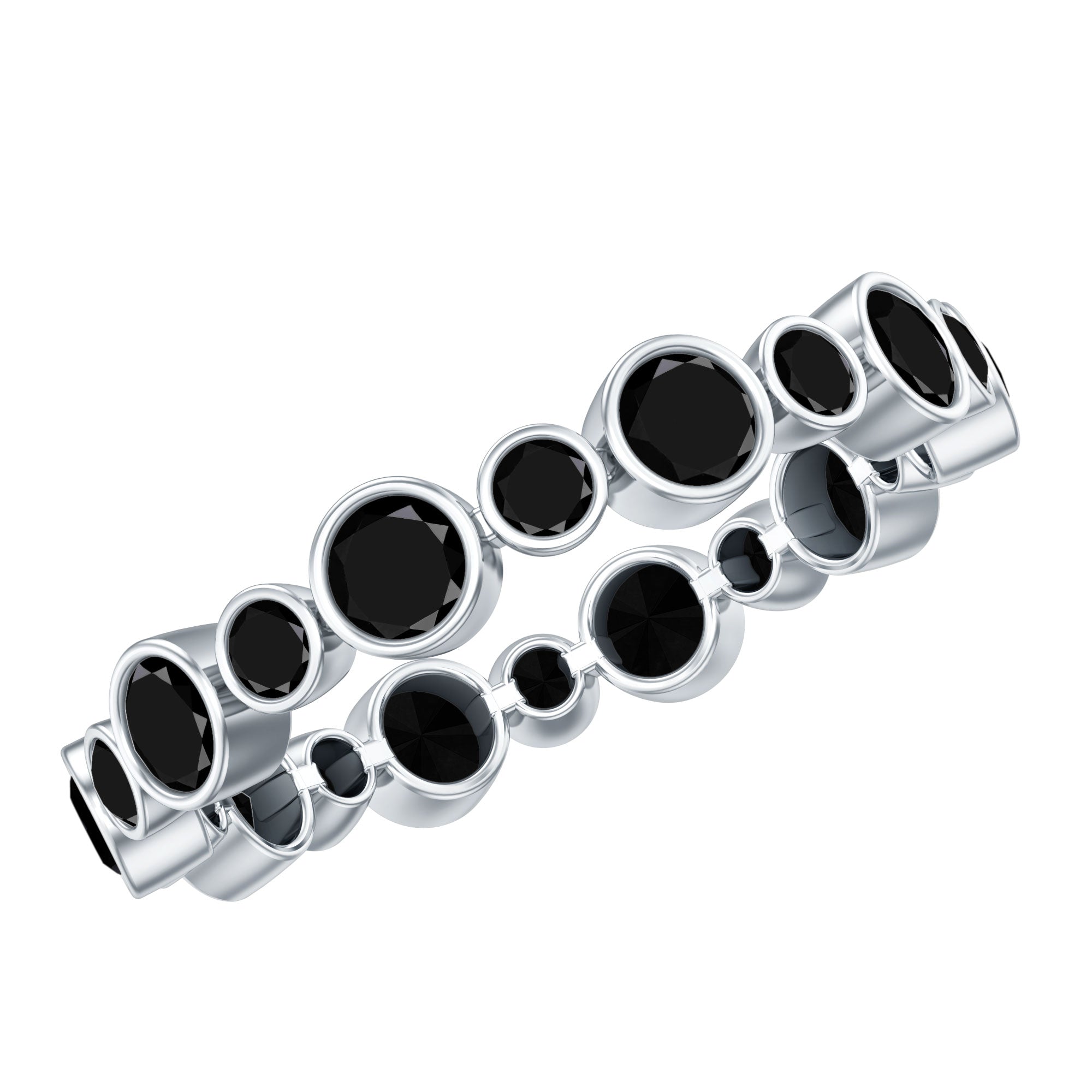 1.75 CT Bezel Set Black Diamond Full Eternity Stackable Ring