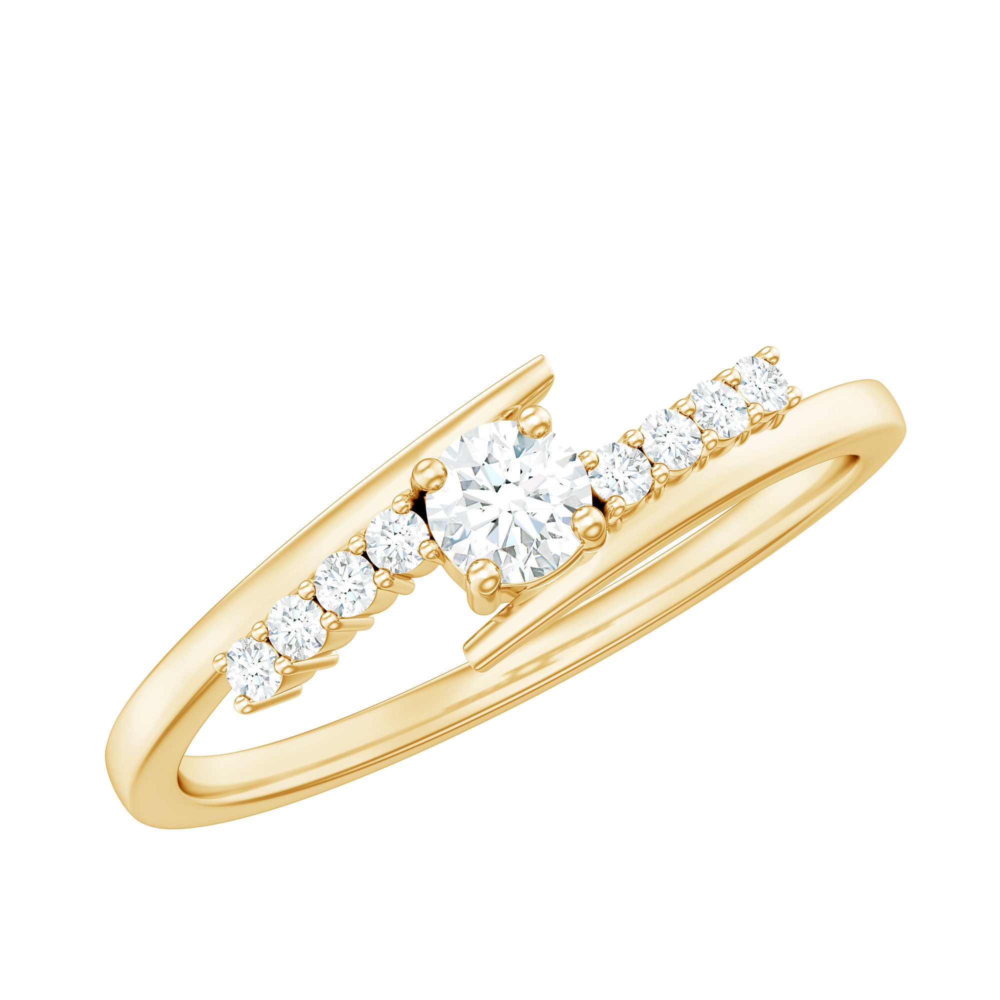Diamond Promise Ring with Bypass Shank Natural - ( HI-SI ) - Rosec Jewels