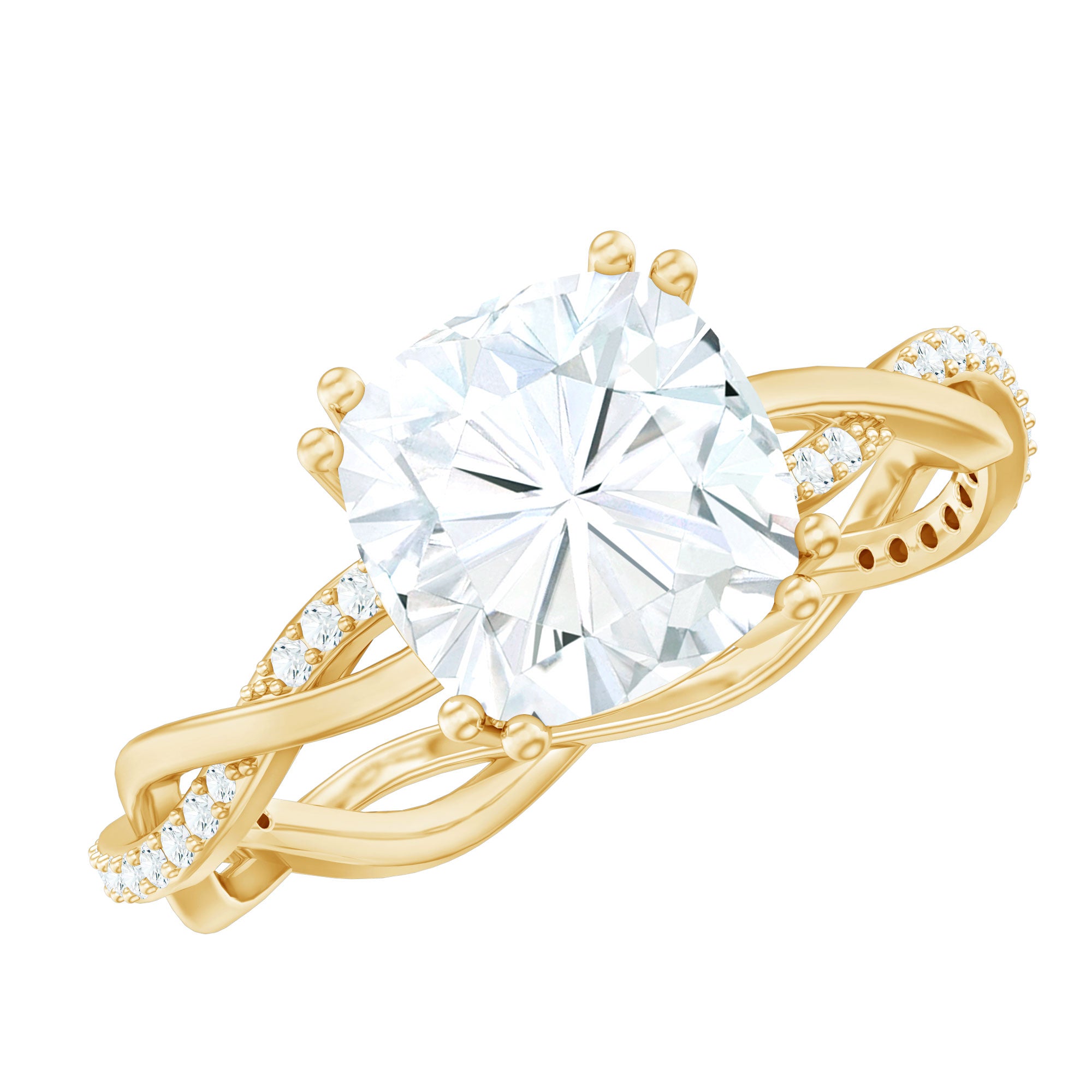 Cushion Cut Solitaire Moissanite Braided Engagement Ring D-VS1 - Rosec Jewels