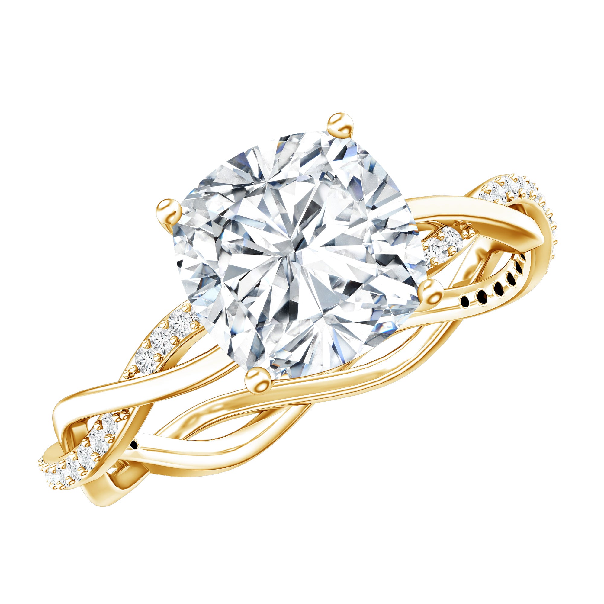 3 Carat Moissanite Cushion Cut Hidden Halo Engagement Rings D-VS1 - Rosec Jewels
