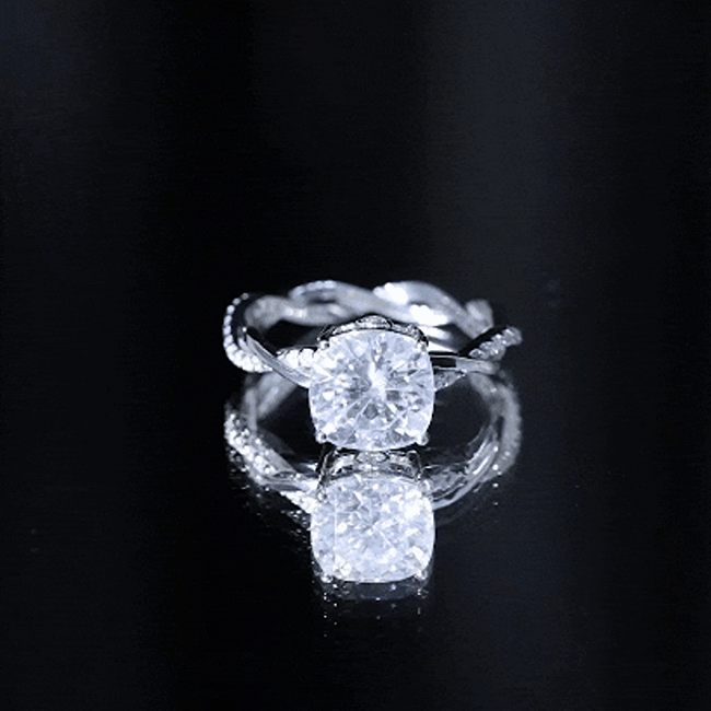 Cushion Cut Solitaire Moissanite Engagement Ring For Her D-VS1 - Rosec Jewels
