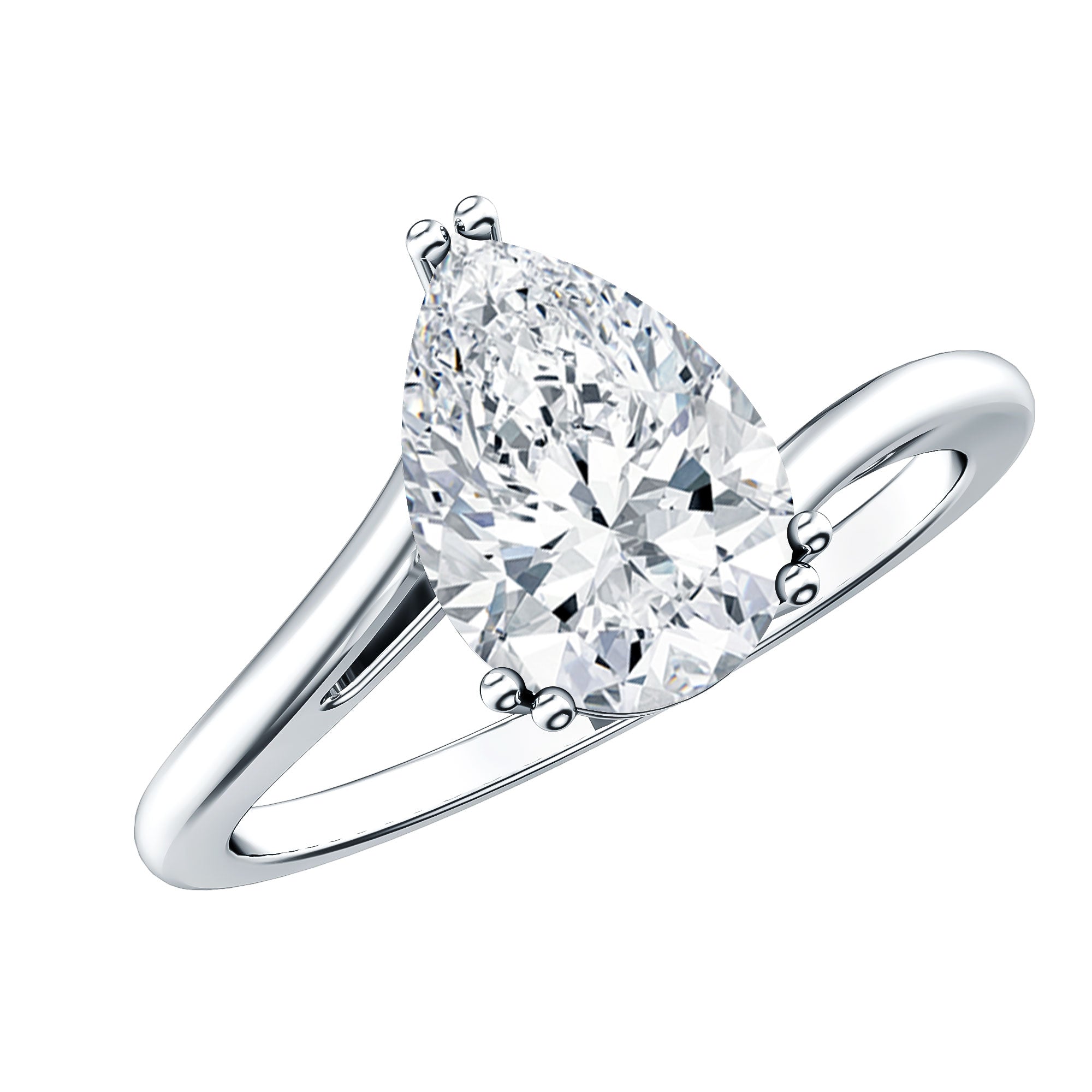 Pear Engagement Ring With Certified Moissanite D-VS1 - Rosec Jewels