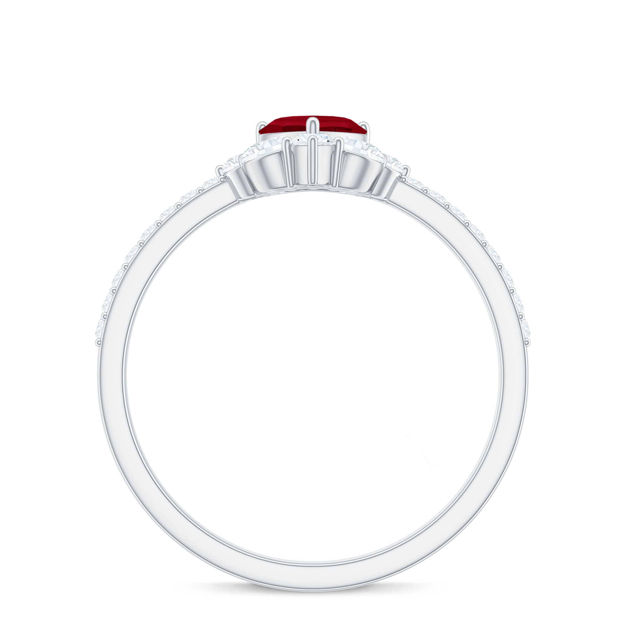 Rosec Jewels-Natural 0.6 Carat Ruby Heart Promise Ring with Diamond for Women
