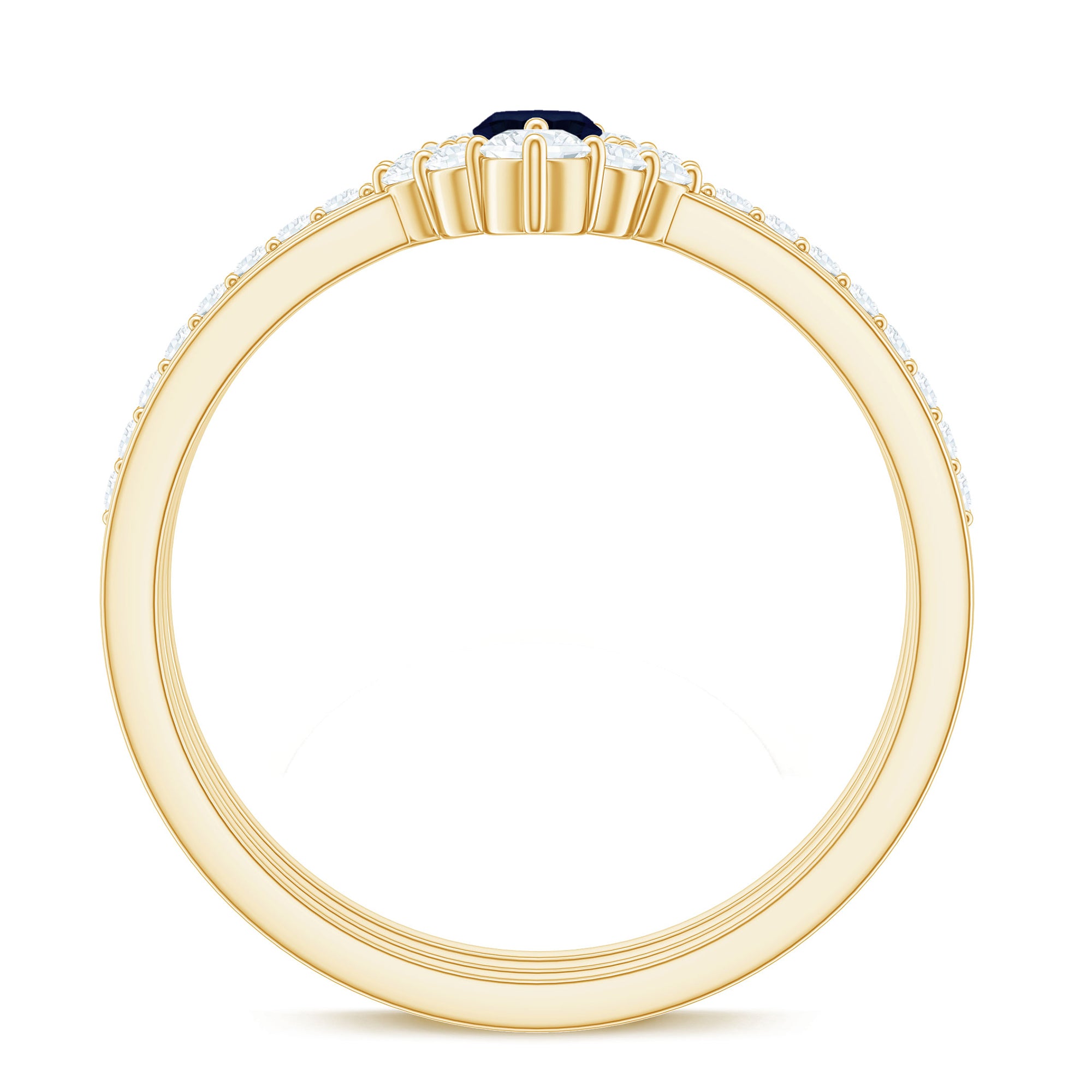 Natural Marquise Cut Blue Sapphire and Diamond Three Piece Stackable Ring Set AAA - Rosec Jewels