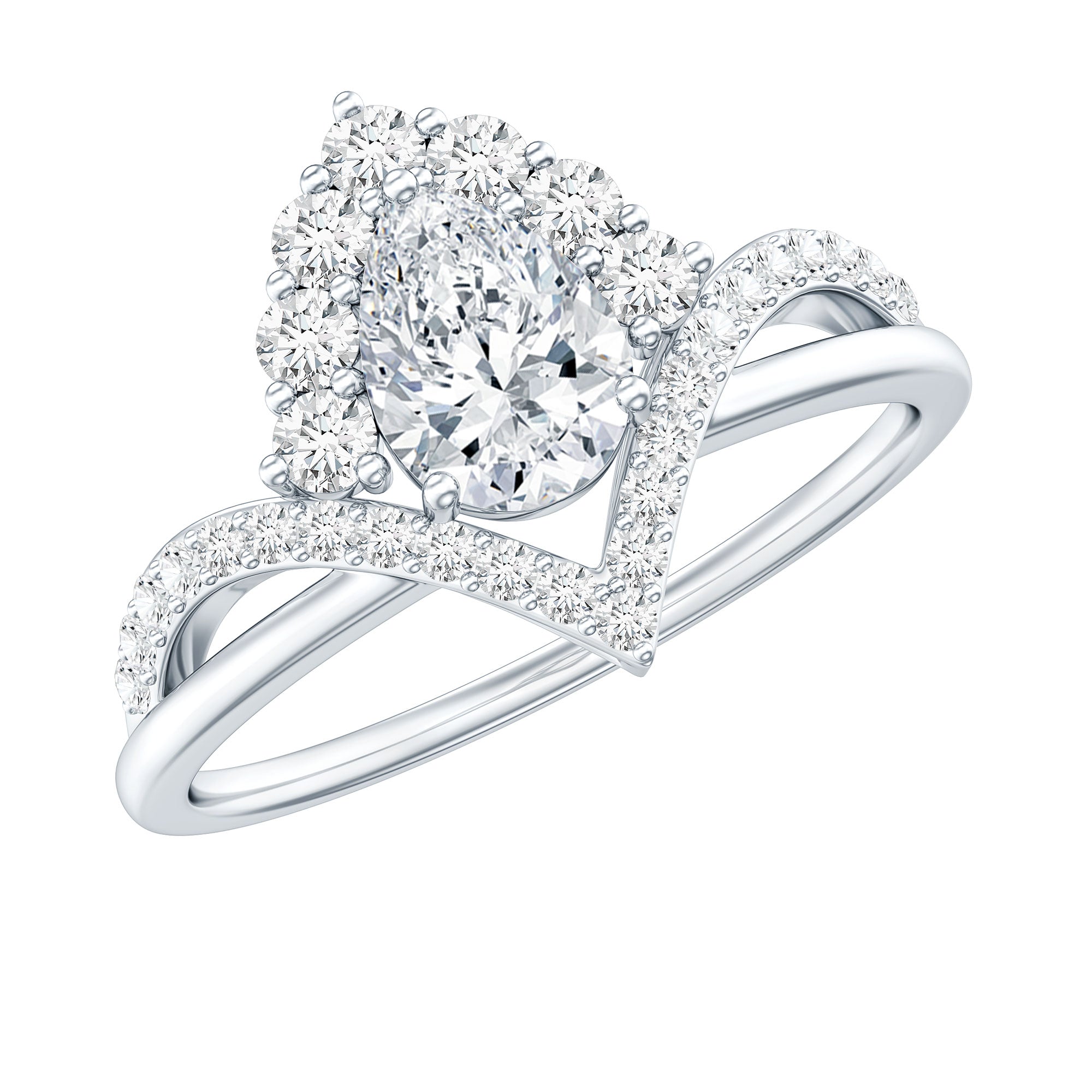 5X7 MM Pear Shaped Certified Moissanite Designer Engagement Ring