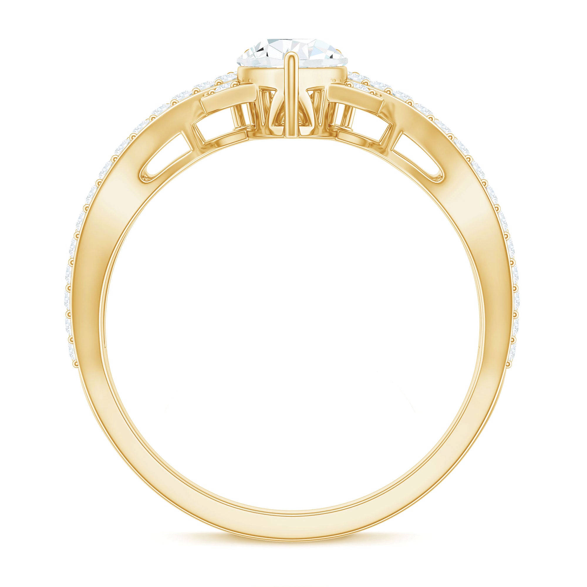 Rosec Jewels-Designer Pear Shaped Moissanite Crossover Engagement Ring