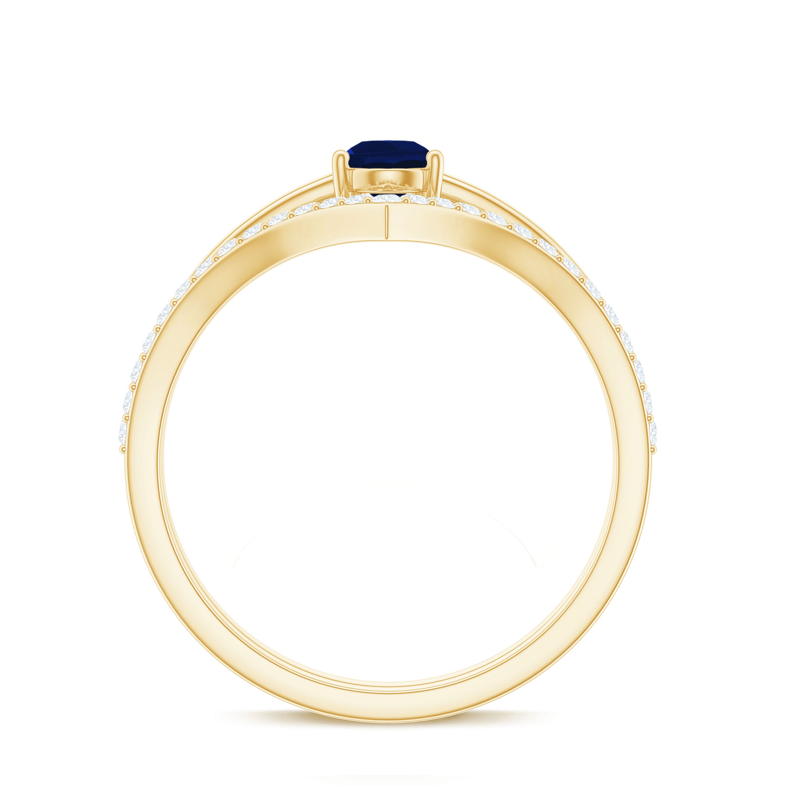1 CT Pear Cut Blue Sapphire Solitaire Ring Set with Diamond Enhancer Band AAA - Rosec Jewels