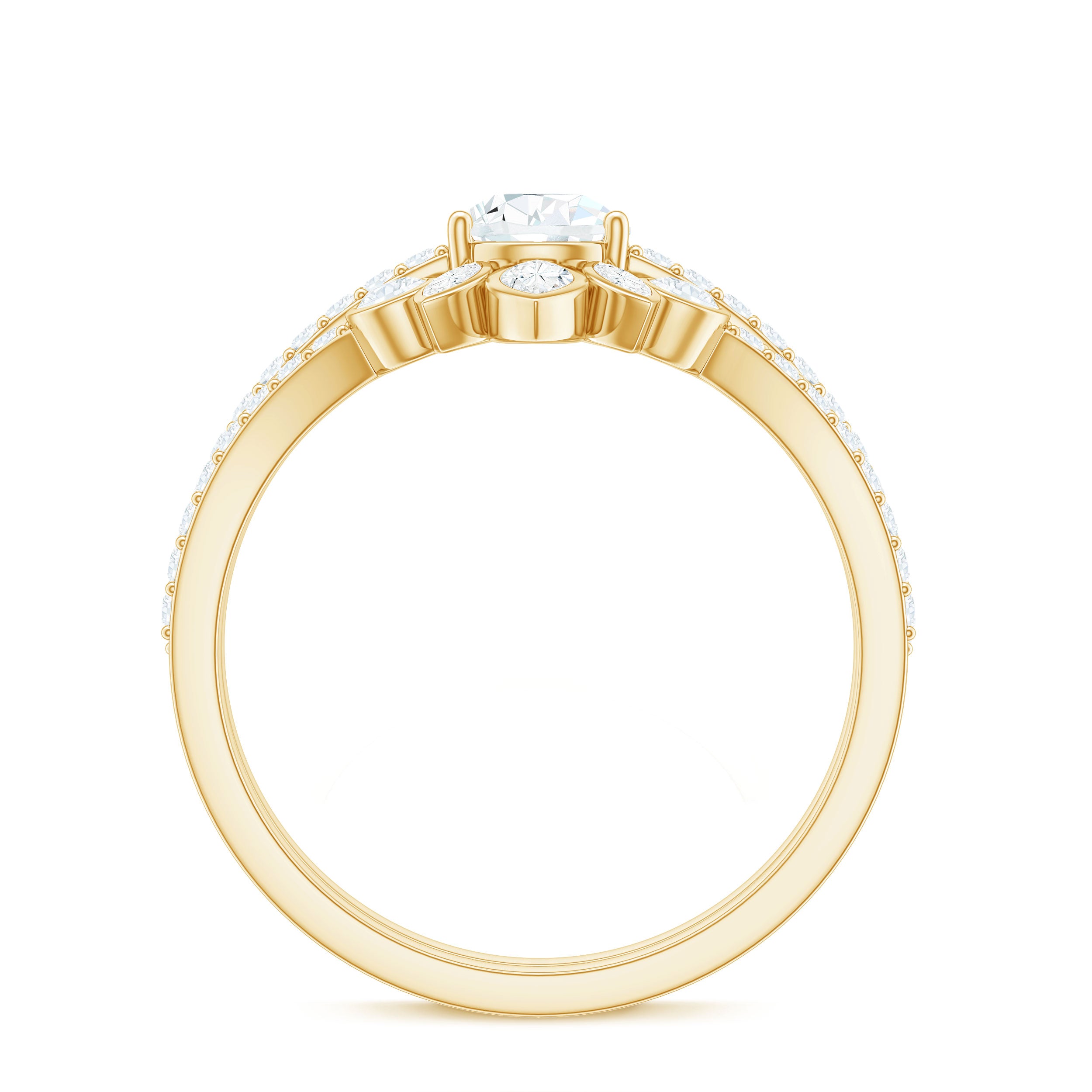 Pear Cut Moissanite Solitaire Bridal Ring Set with Certificate D-VS1 - Rosec Jewels