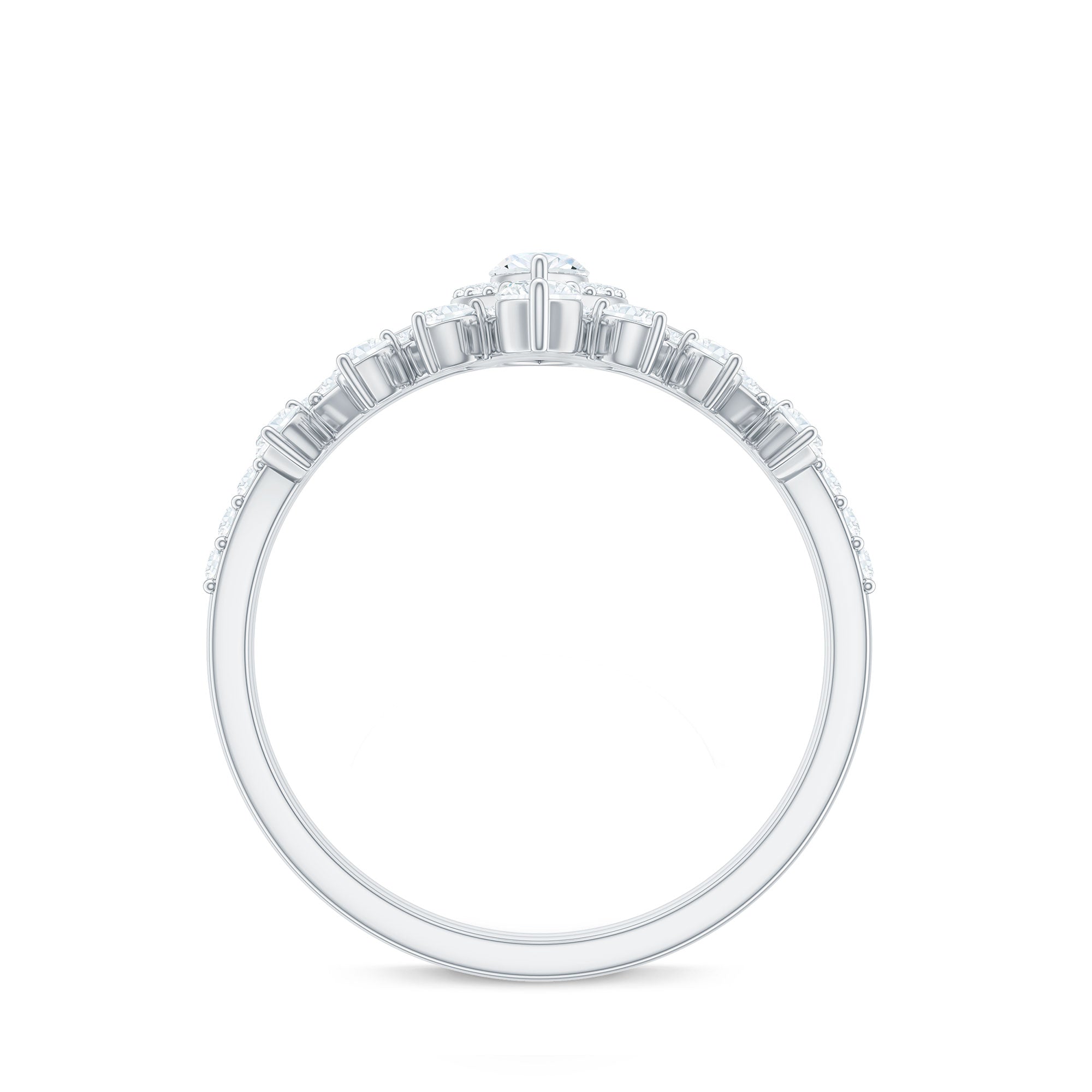 Marquise Cut Moissanite Halo Wedding Ring Set For Women D-VS1 - Rosec Jewels