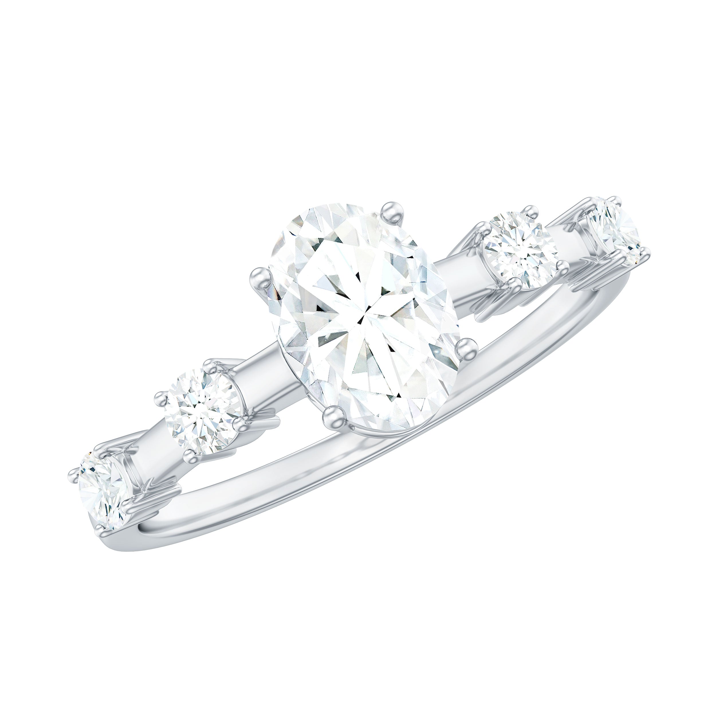 Oval Cubic Zirconia Solitaire Engagement Ring for Women AAAA - Rosec Jewels