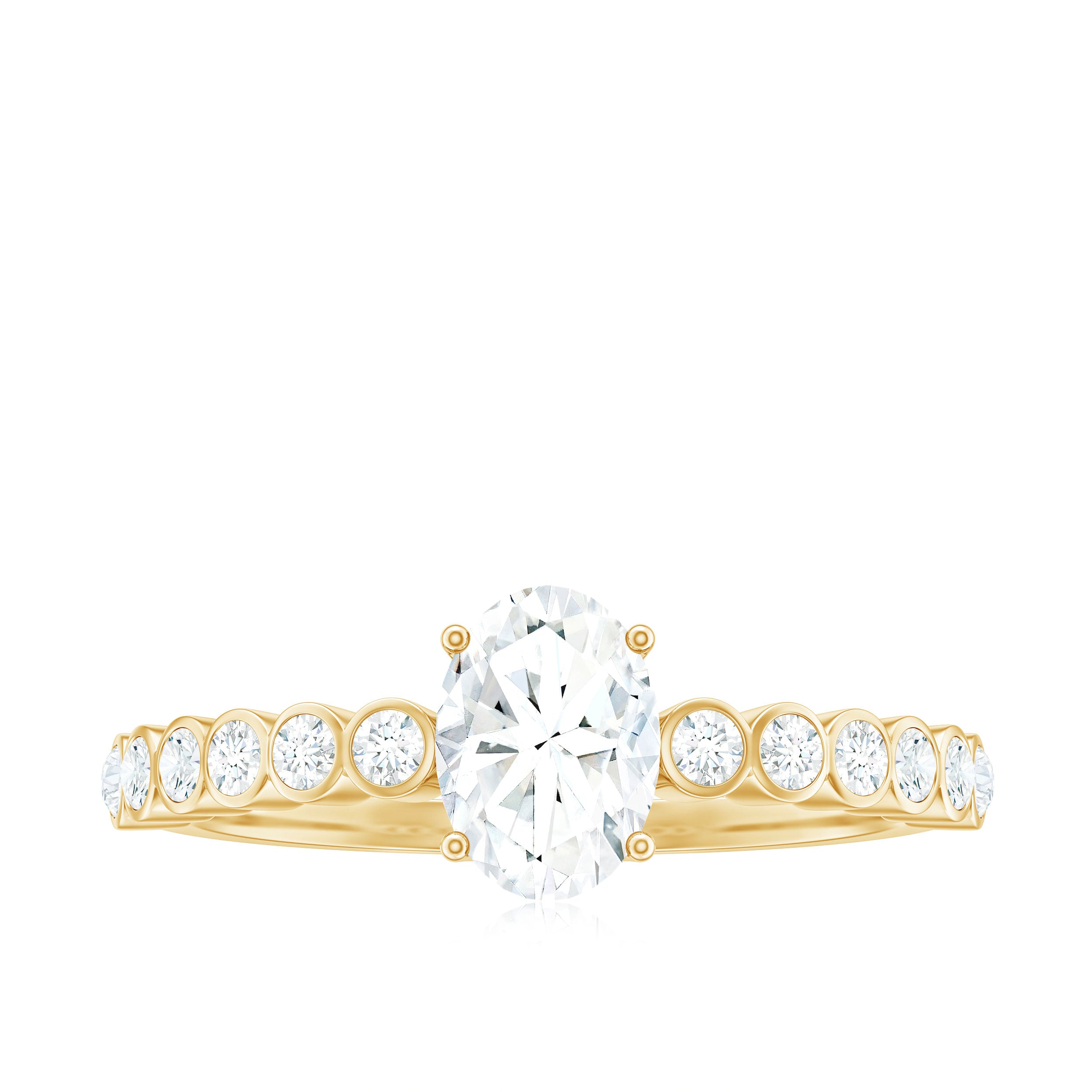 Oval Cut Moissanite Engagement Ring with Side Stones D-VS1 - Rosec Jewels