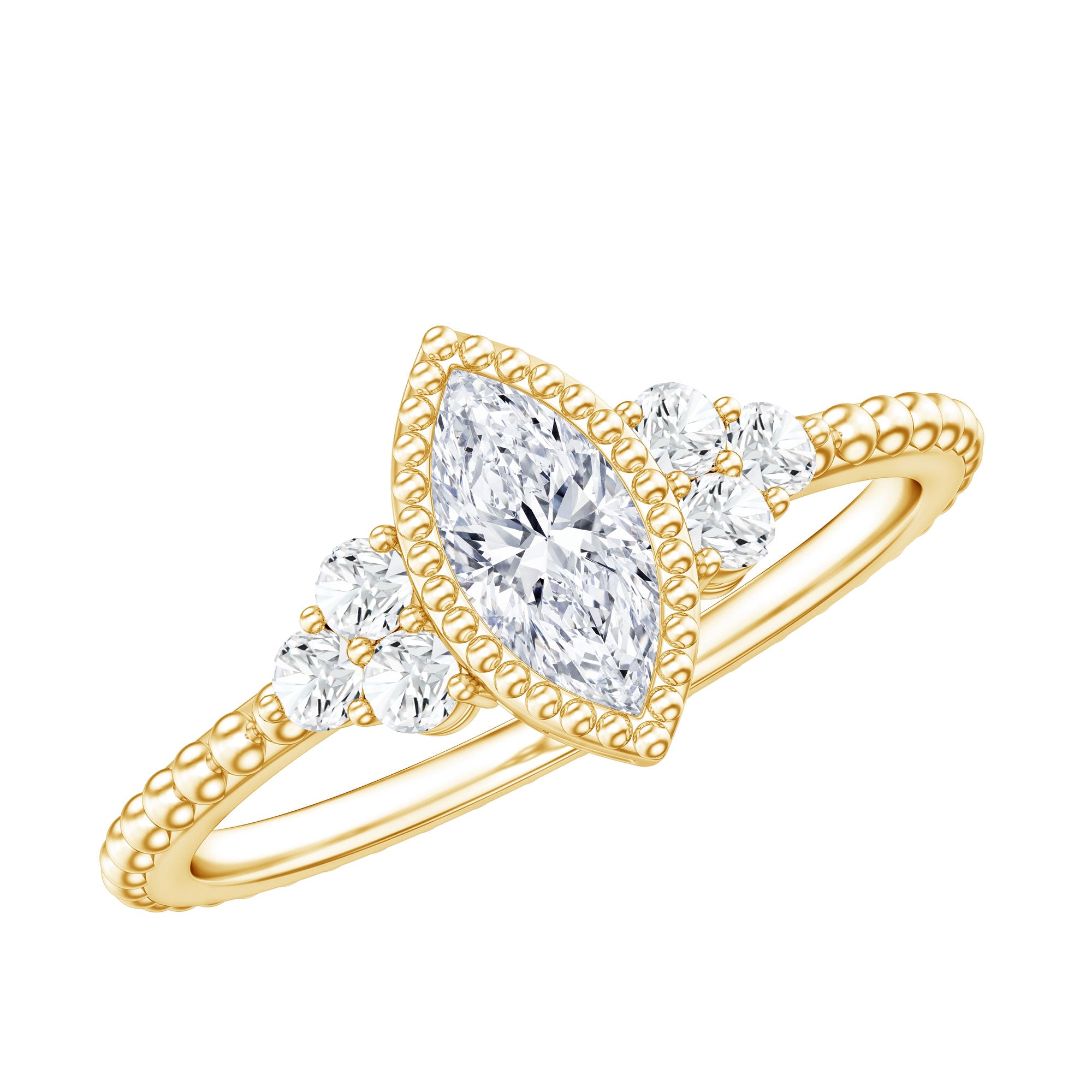 Marquise Cut Moissanite Vintage Looking Engagement Ring D-VS1 - Rosec Jewels