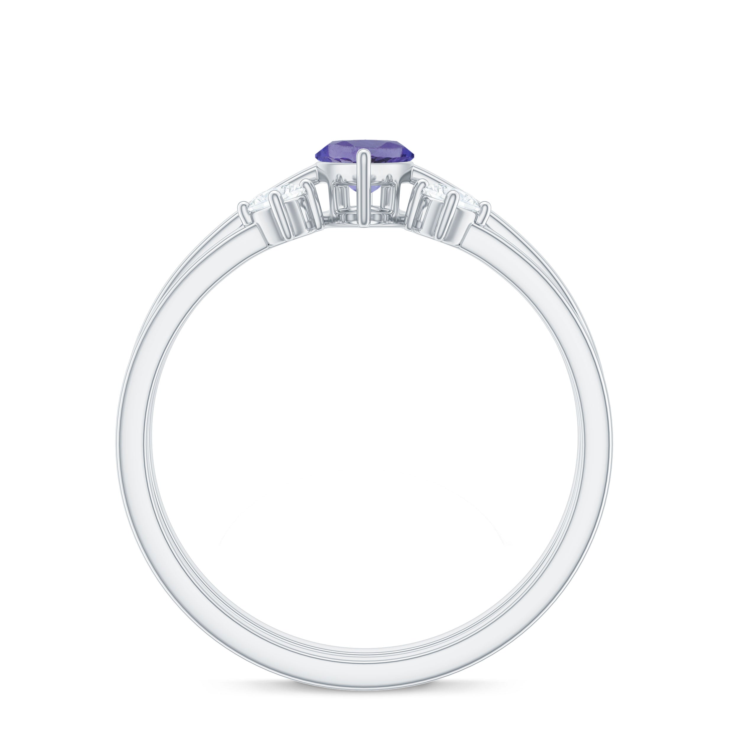 Natural Marquise Tanzanite Diamond Promise Ring Set of 2 AAA - Rosec Jewels