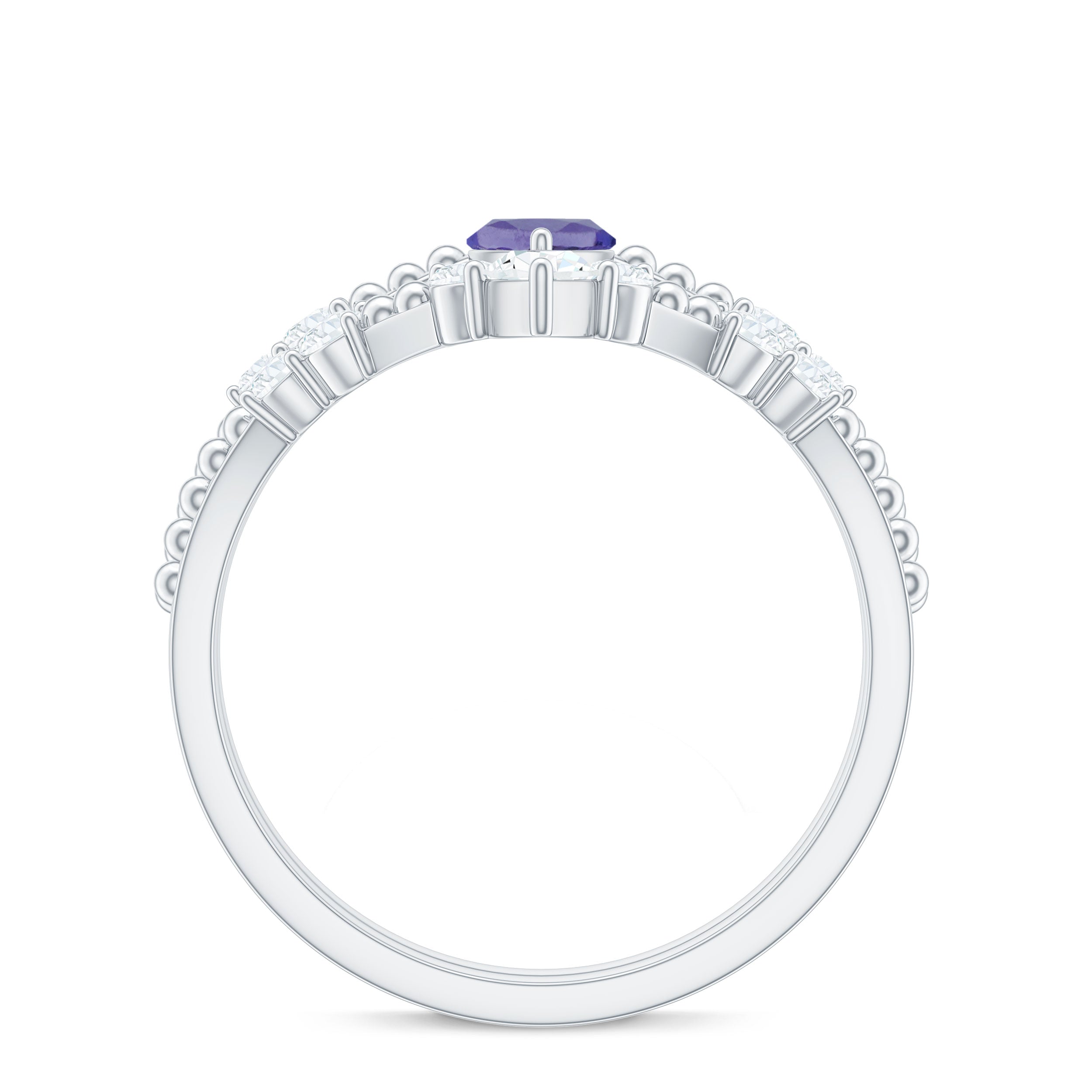 Natural Marquise Tanzanite Diamond Engagement Ring Set AAA - Rosec Jewels