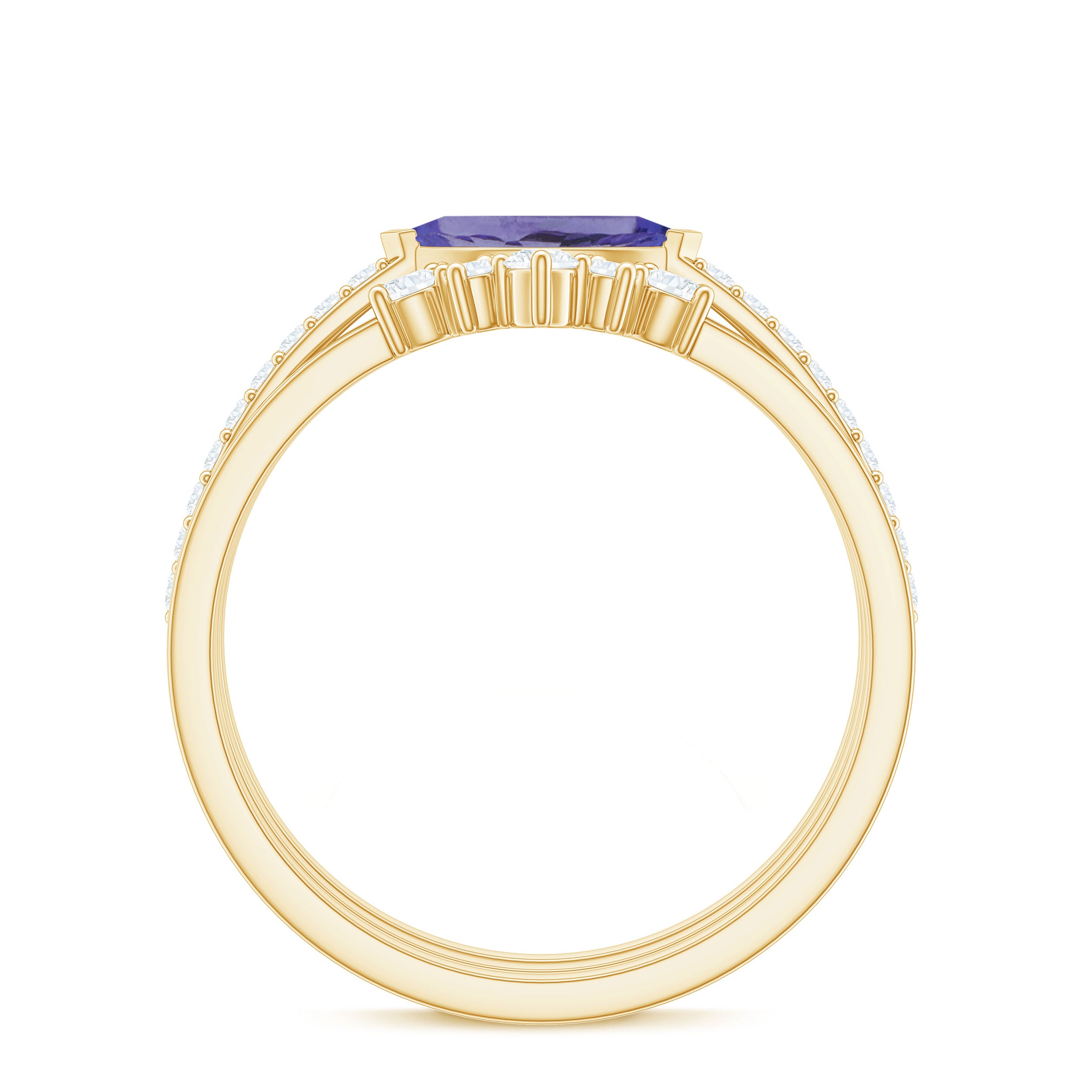 Certified Real Marquise Tanzanite 3 Piece Wedding Ring Set with Diamond AAA - Rosec Jewels