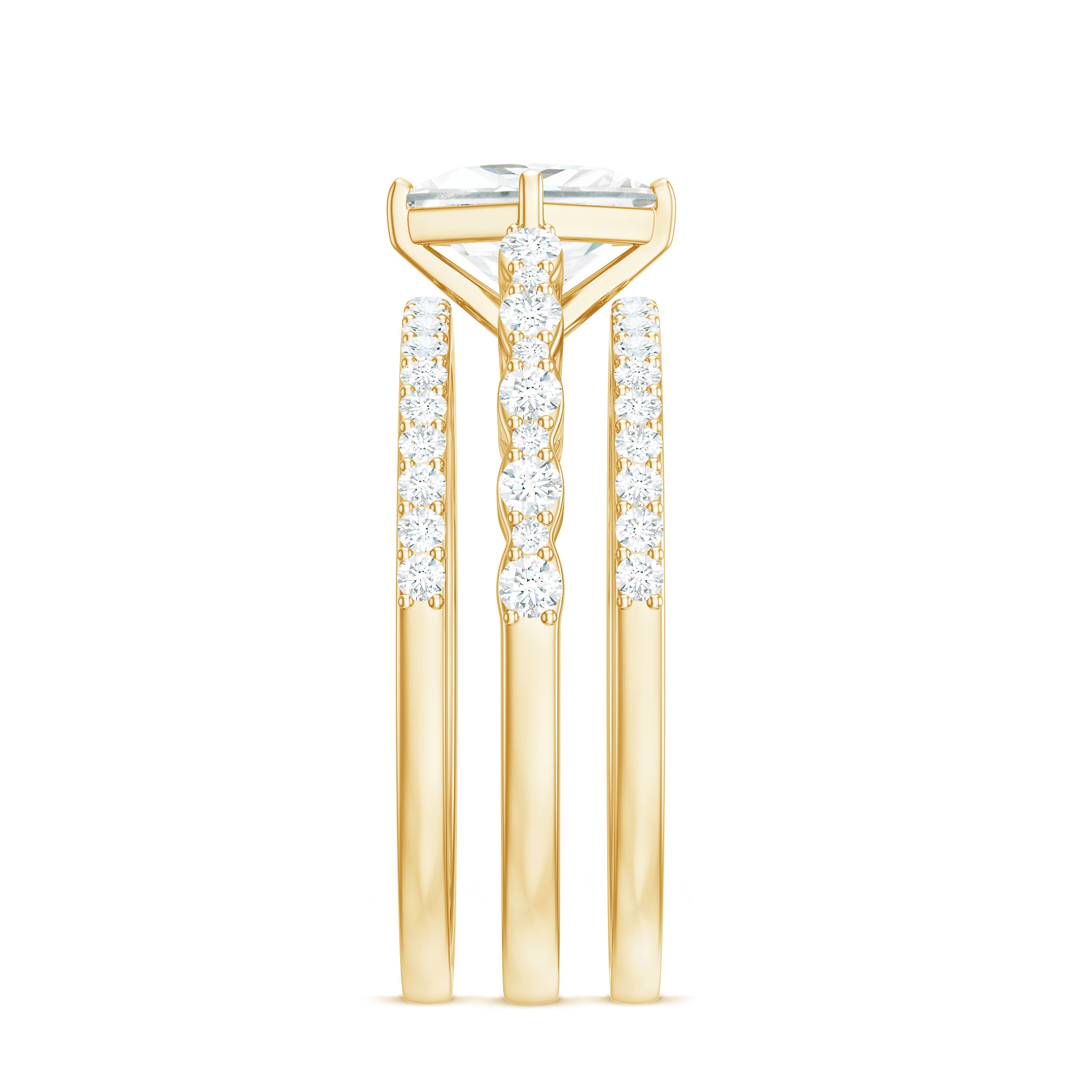 Rosec Jewels-Princess Cut Moissanite 3 Piece Bridal Ring Set