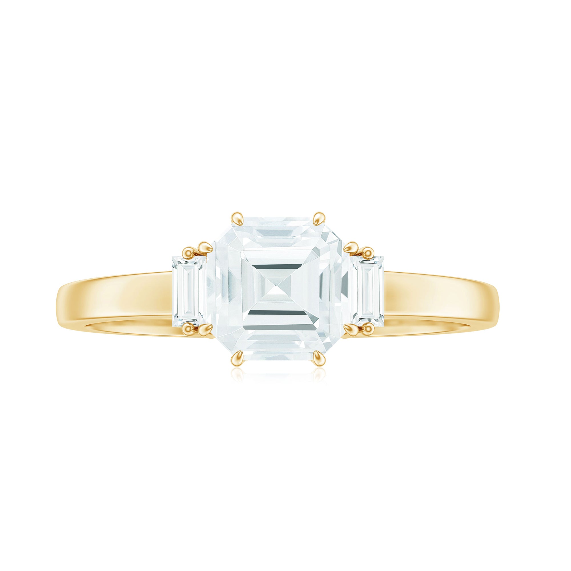 Asscher Cut Moissanite Engagement Ring with Certificate D-VS1 - Rosec Jewels