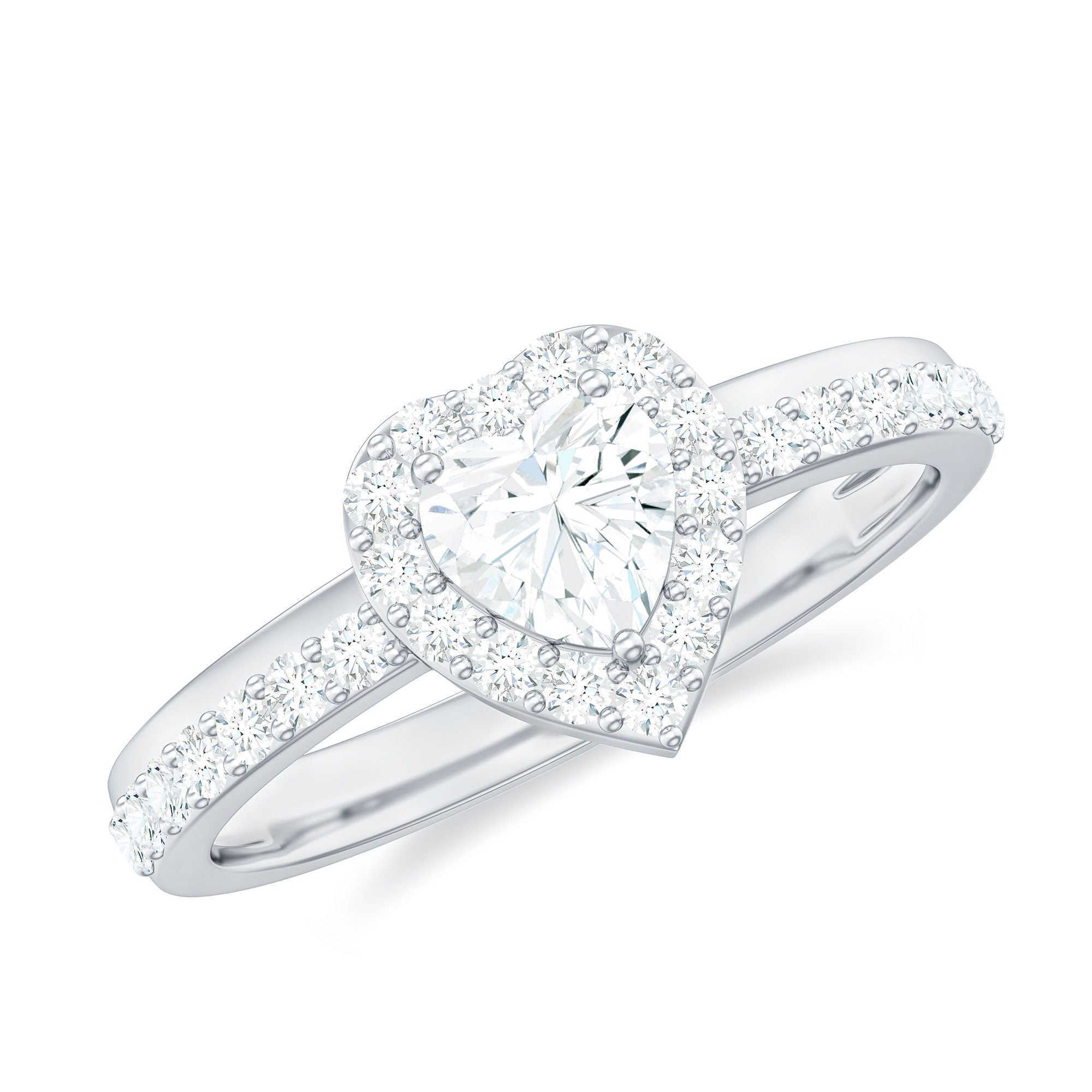 Heart Shape Moissanite Engagement Ring with Halo