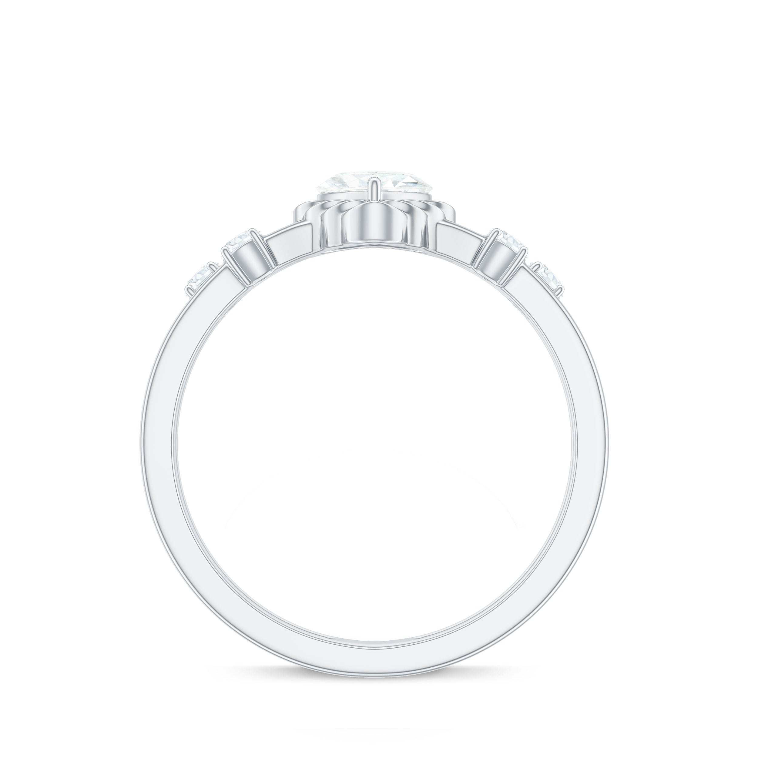 Zircon Solitaire Double Band Ring AAAA - Rosec Jewels