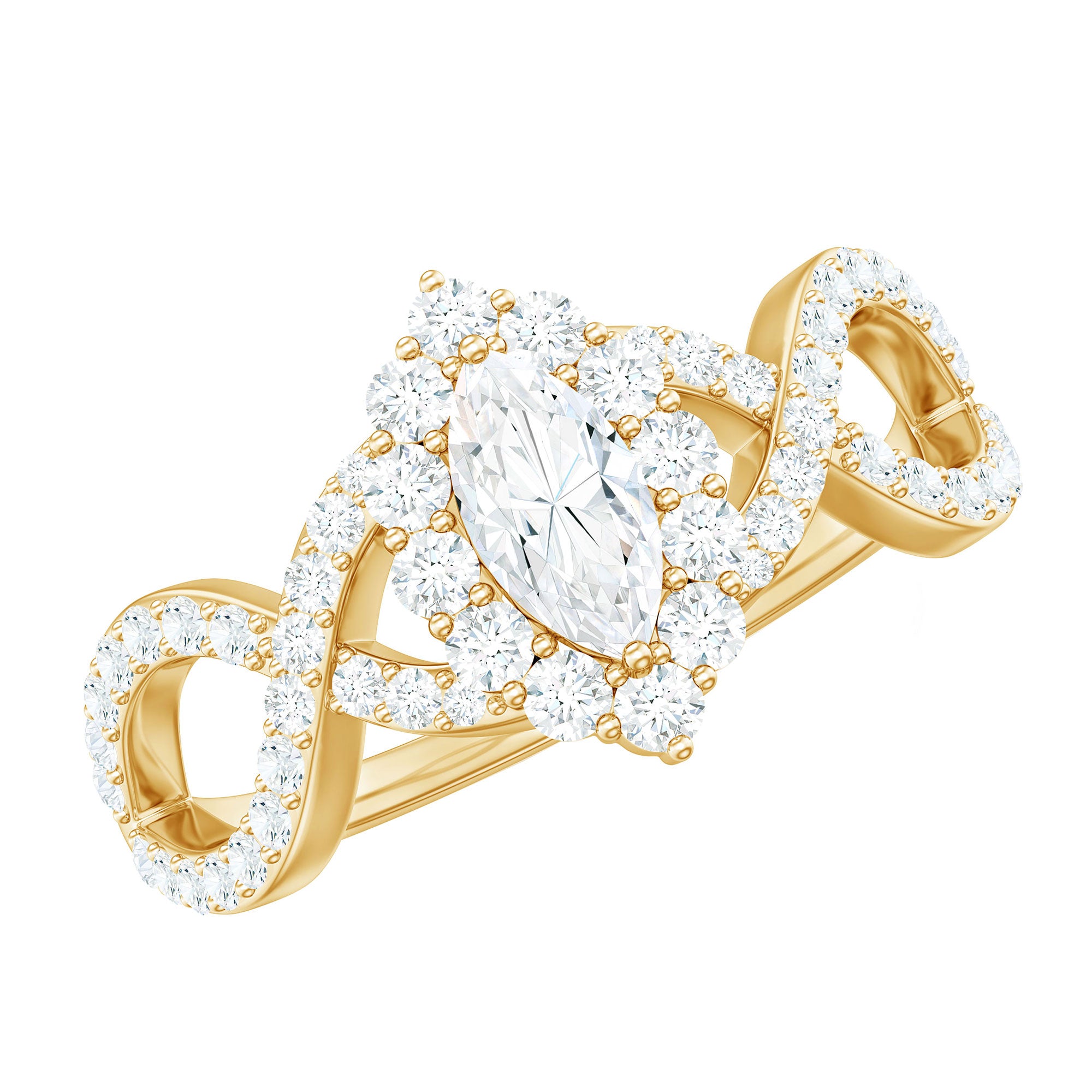 1.50 CT Marquise Cut Zircon Crossover Engagement Ring AAAA - Rosec Jewels