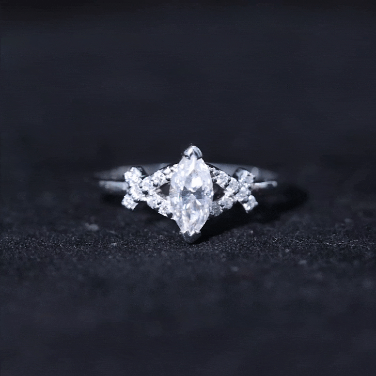 Certified Moissanite Marquise Engagement Ring for Women D-VS1 - Rosec Jewels