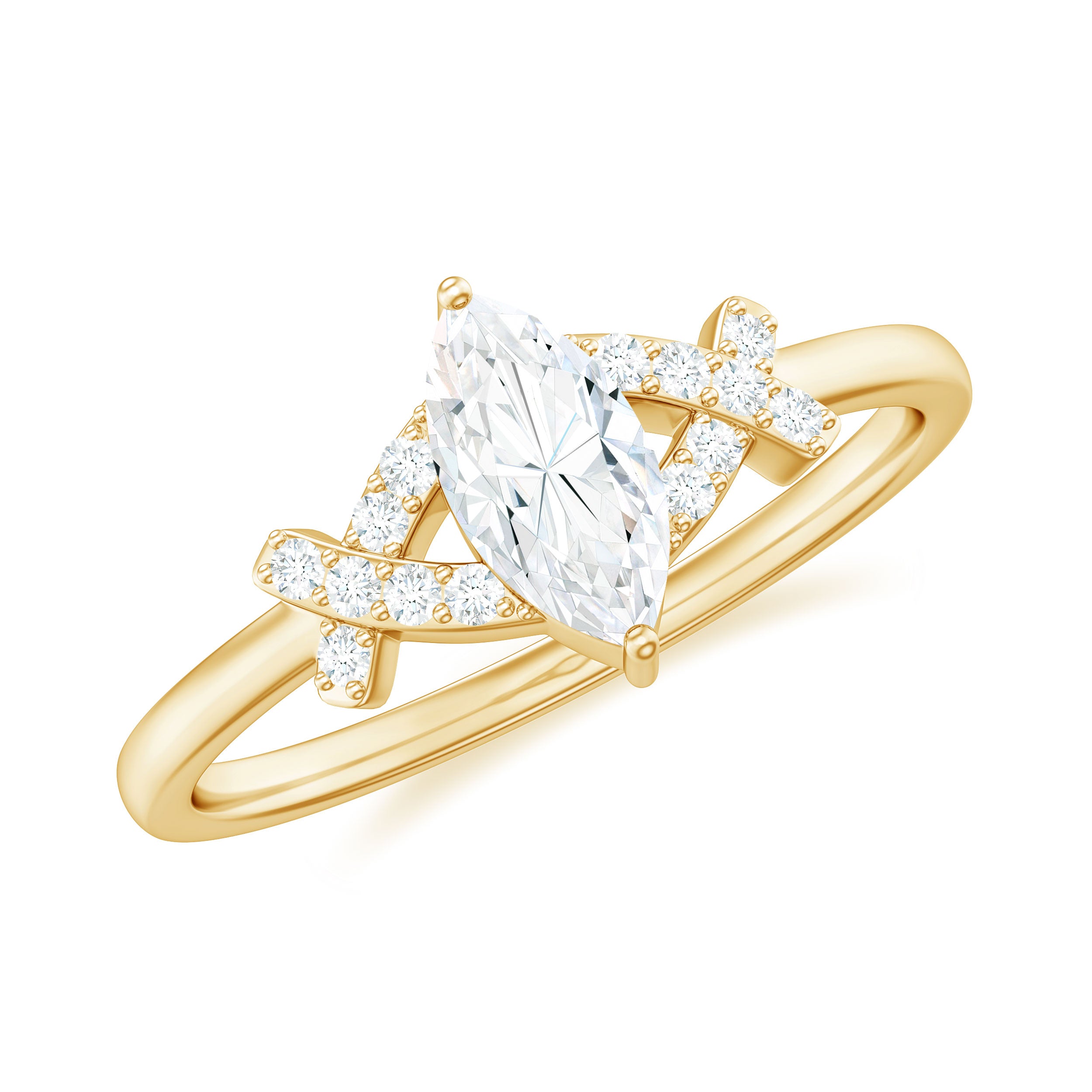 Certified Moissanite Marquise Engagement Ring for Women D-VS1 - Rosec Jewels