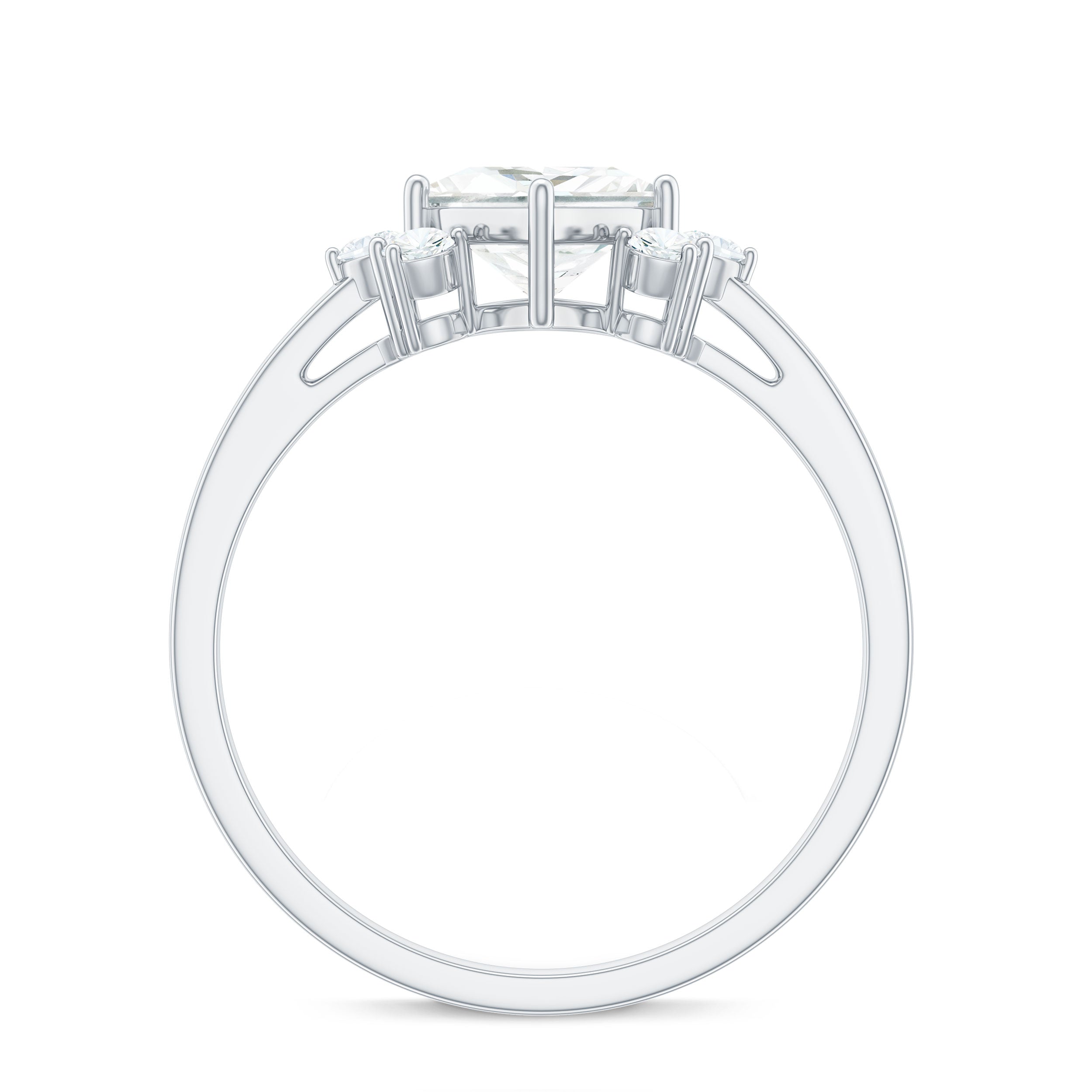 Rosec Jewels-Princess Cut Moissanite Engagement Ring with Trio
