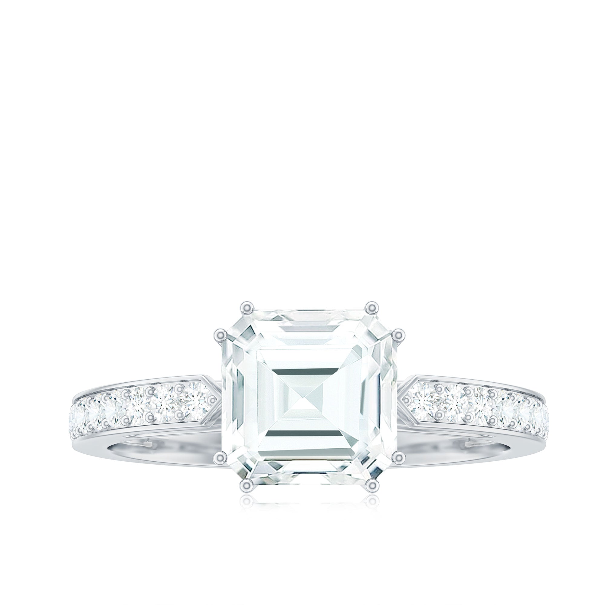 2 Carat Asscher Cut Solitaire CZ Diamond Engagement Ring AAAA - Rosec Jewels