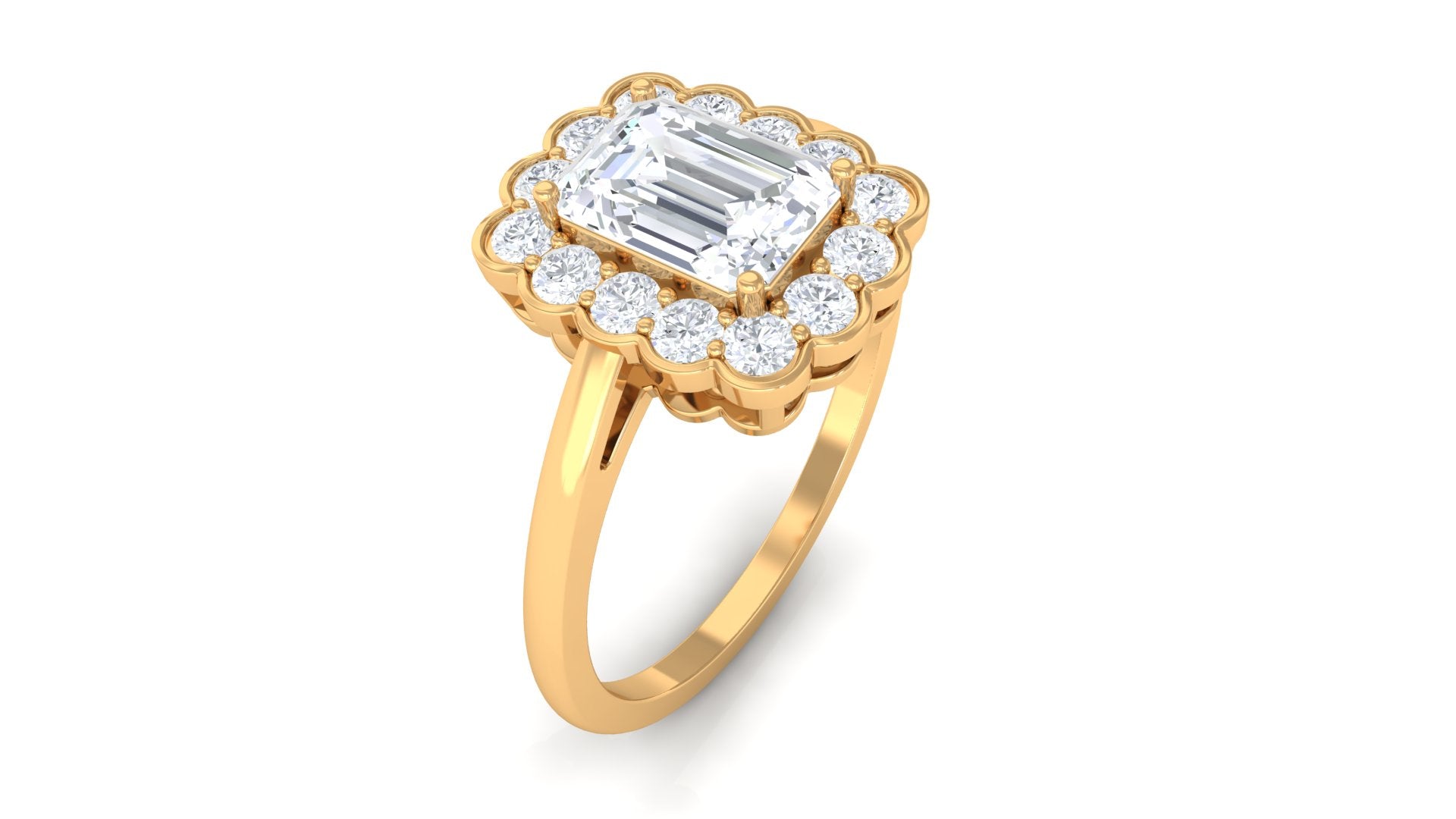 2.25 CT Octagon Cut Zircon Statement Engagement Ring with Halo AAAA - Rosec Jewels