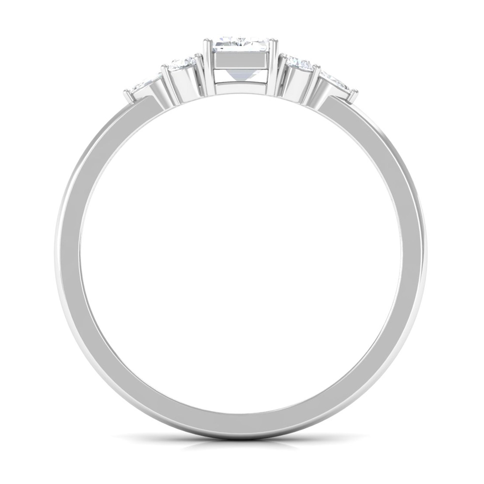 1 CT Octagon Cut Cubic Zirconia Engagement Ring with Trio AAAA - Rosec Jewels